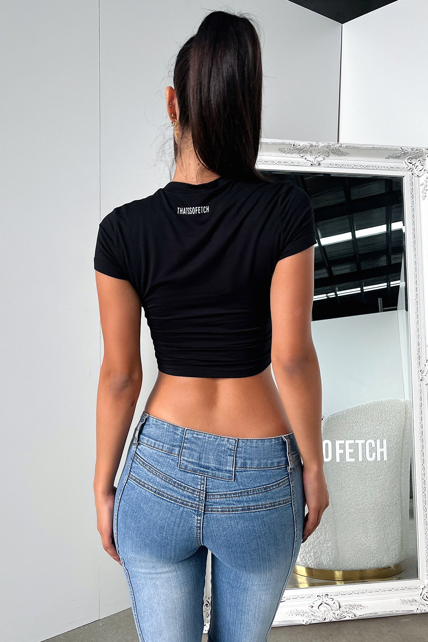 Amos Baby Tee - Soft Cotton Short Sleeve T-Shirt for Women | Black | Casual Wear, Layering & Everyday Outfits