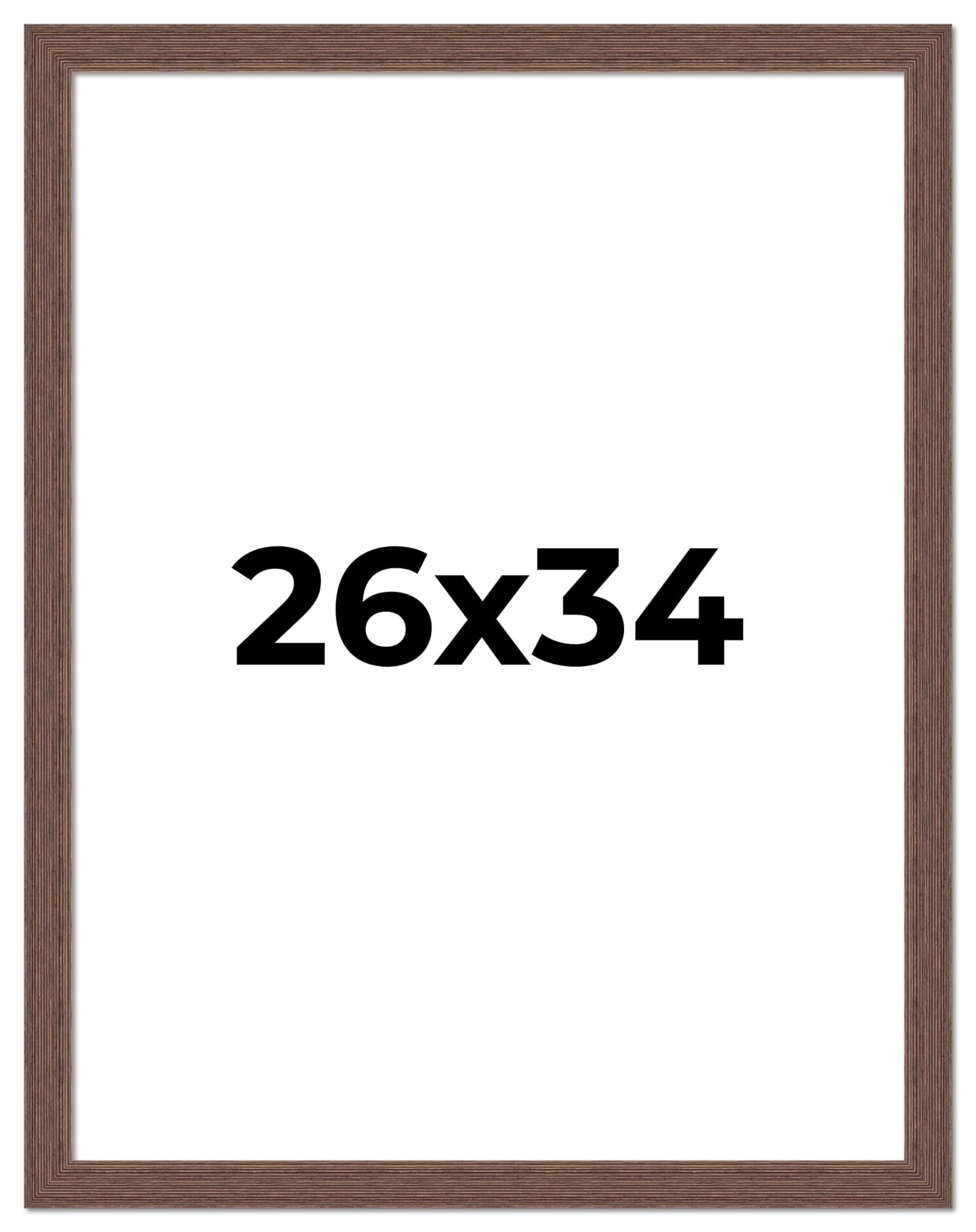 26x34 Brown Distressed Barnwood Picture Frame - Rustic Farmhouse Photo Frame with UV Acrylic Shatter Guard & Acid-Free Backing | Perfect for Wall Decor, Wedding Photos, and Home Office Display