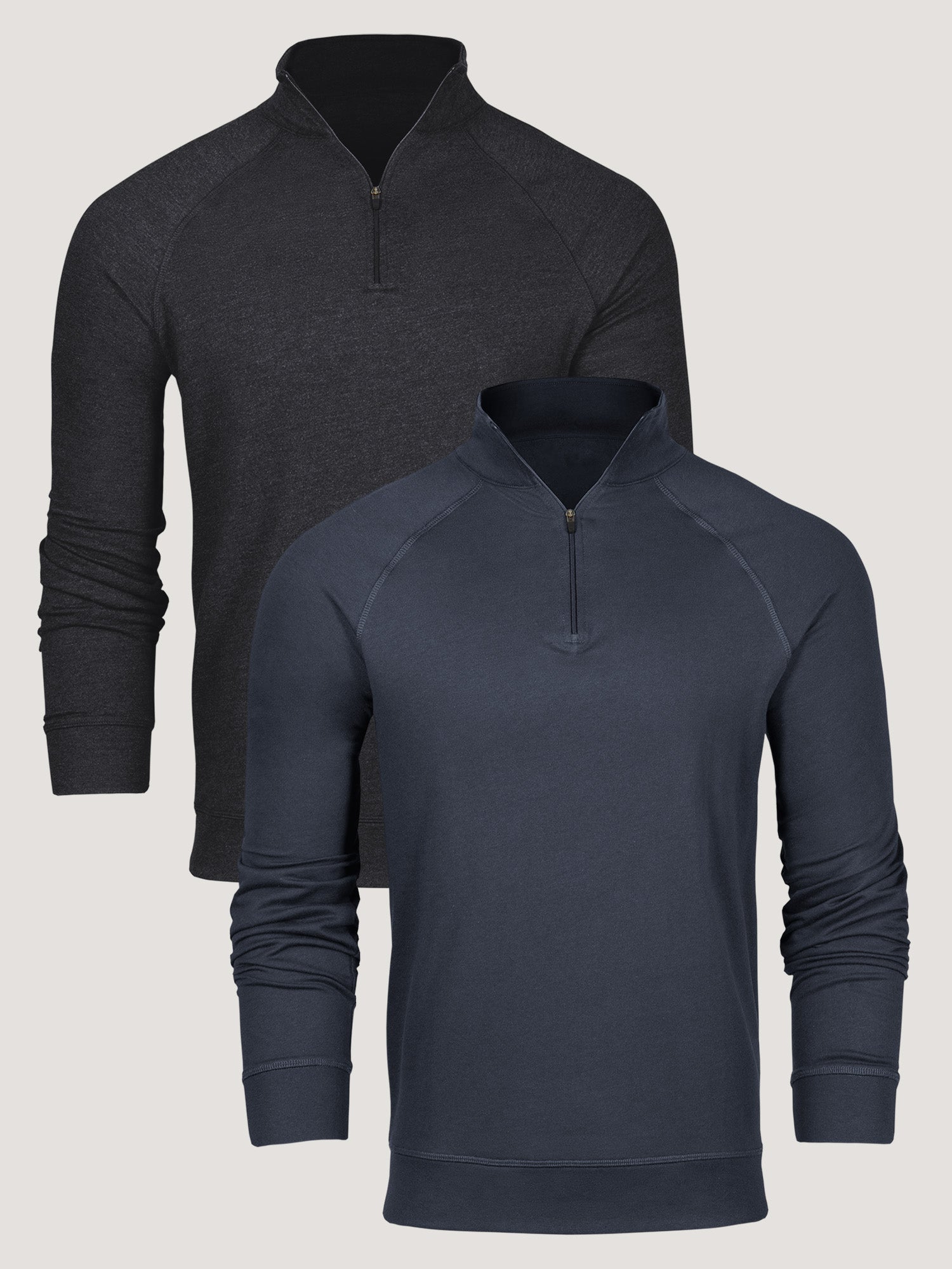 Odyssey Blue & Charcoal Quarter Zip Pullover 2-Pack - Men's Lightweight Layering Fleece - Perfect for Work, Gym & Outdoor Activities