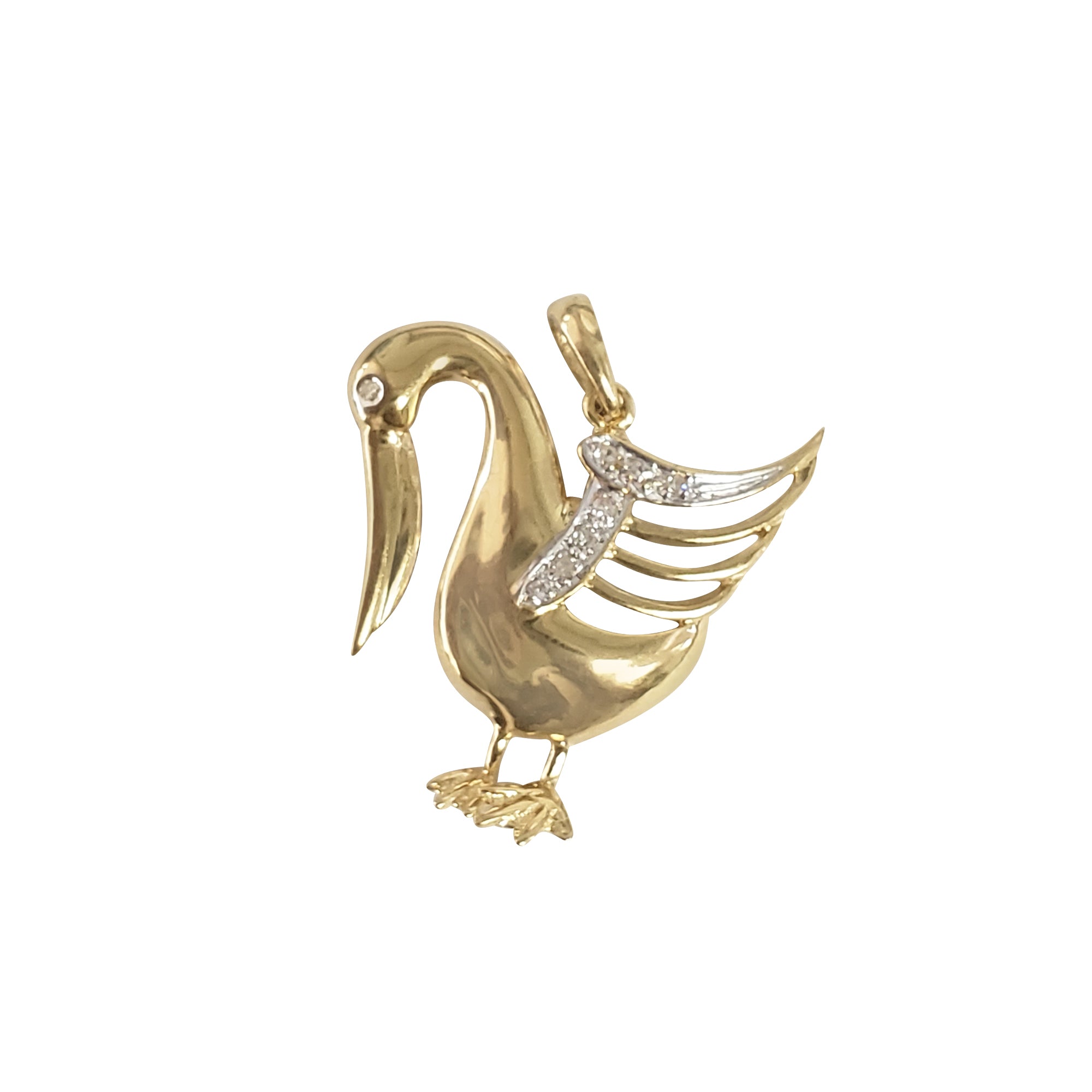 14K Yellow Gold Diamond Swan Necklace - Elegant Jewelry Gift for Women, Perfect for Weddings, Anniversaries & Special Occasions