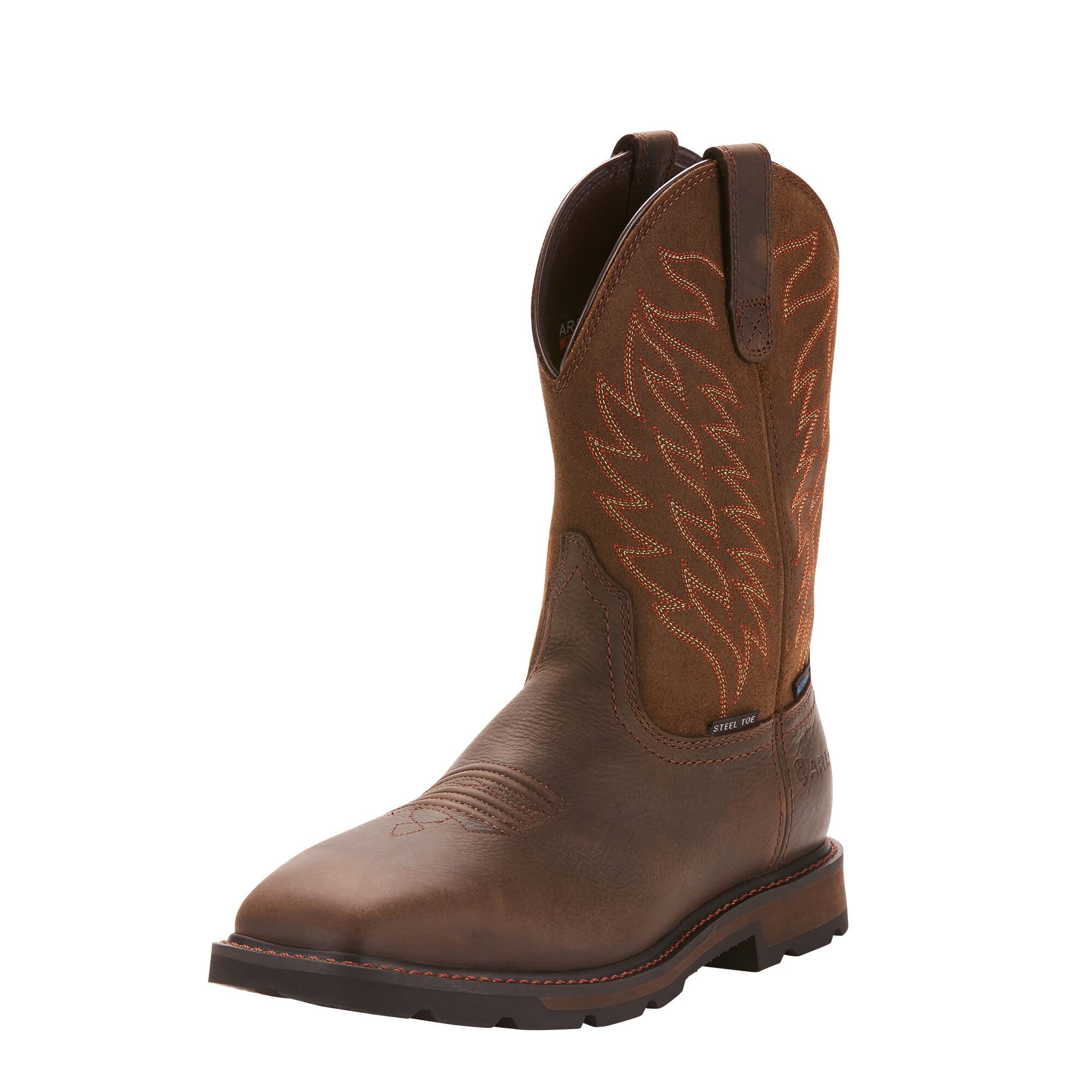 Ariat Men’s Groundbreaker Wide Square Toe Waterproof Steel Toe Work Boots – Durable Safety Footwear for Construction, Farming & Outdoor Work
