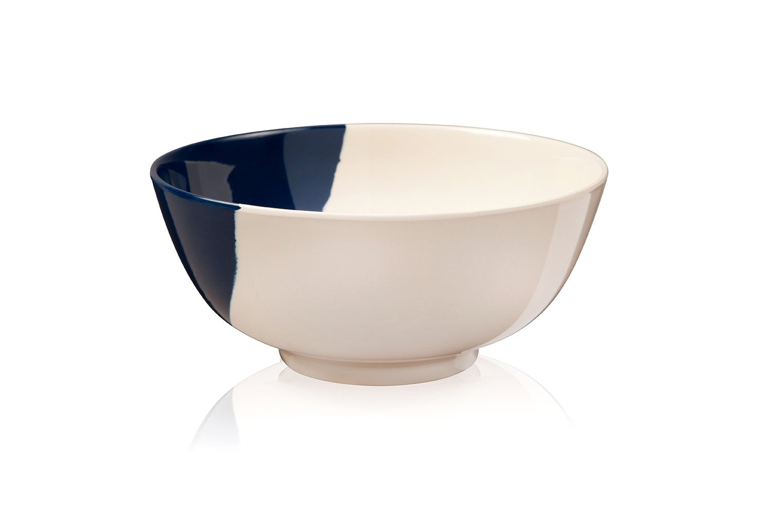 Premium 1/2 & 1/2 Melamine Bowls Set of 4 - Ivory & Navy Color Mix - Durable Dishwasher Safe Dinnerware by Thomas Fuchs Creative - Perfect for Outdoor Dining, Picnics & Party Serving
