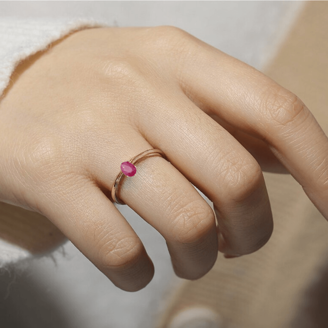 Genuine Ruby Solitaire Ring – 14K Gold Women's Engagement Wedding Band – Perfect for Proposals, Anniversaries & Special Occasions