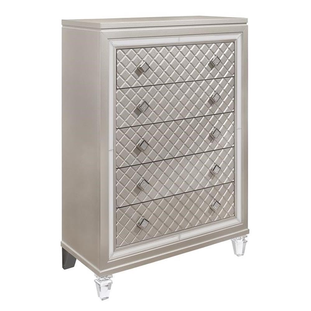 Global Furniture USA Paris Chest in Champagne - Elegant Bedroom Dresser with Drawers for Storage & Organization | Perfect for Master Bedroom, Guest Room & Closet