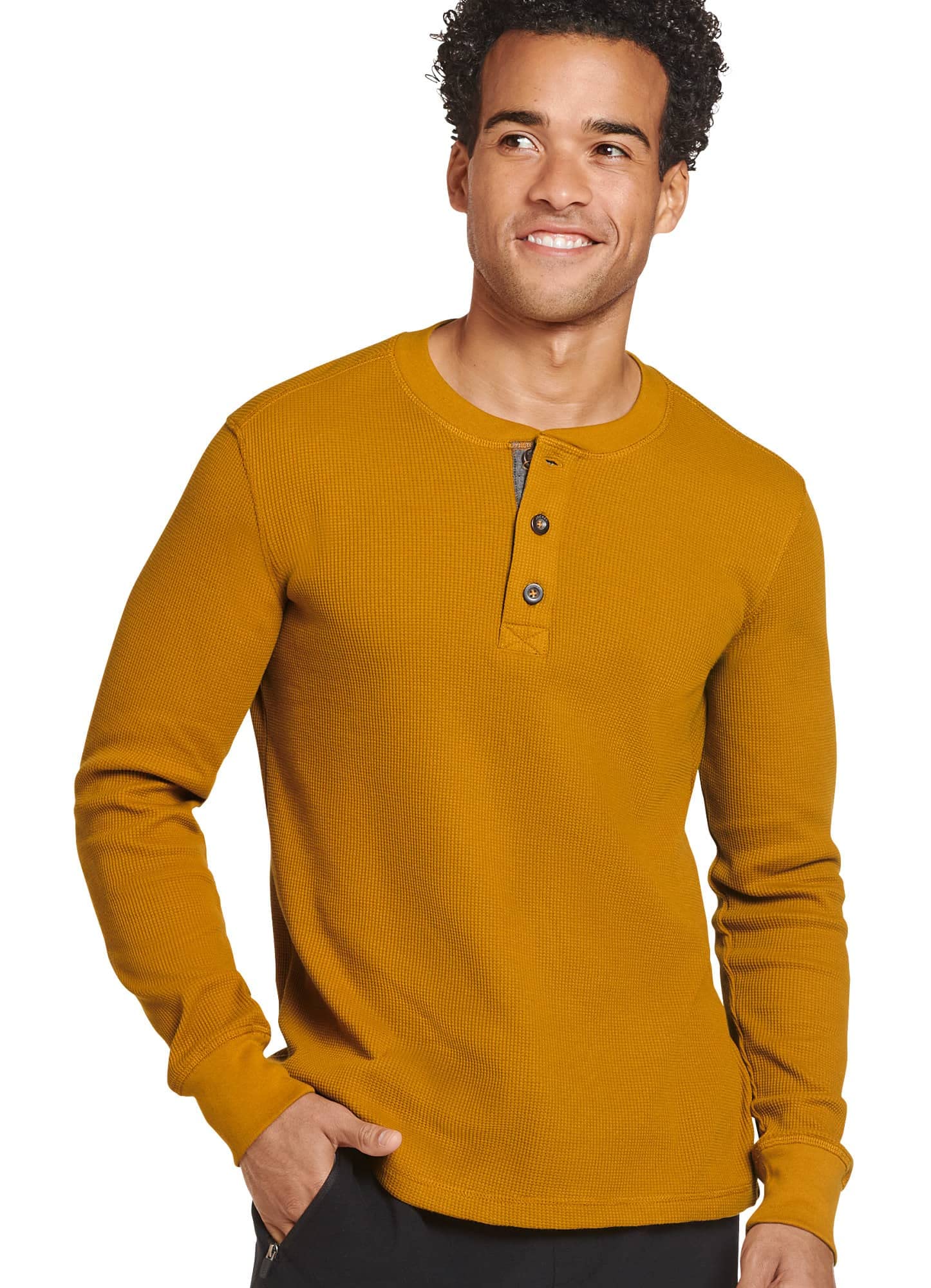Jockey Men's Baselayer Long Sleeve Waffle Henley Shirt - Soft Thermal Underwear for Cold Weather, Workout & Outdoor Activities