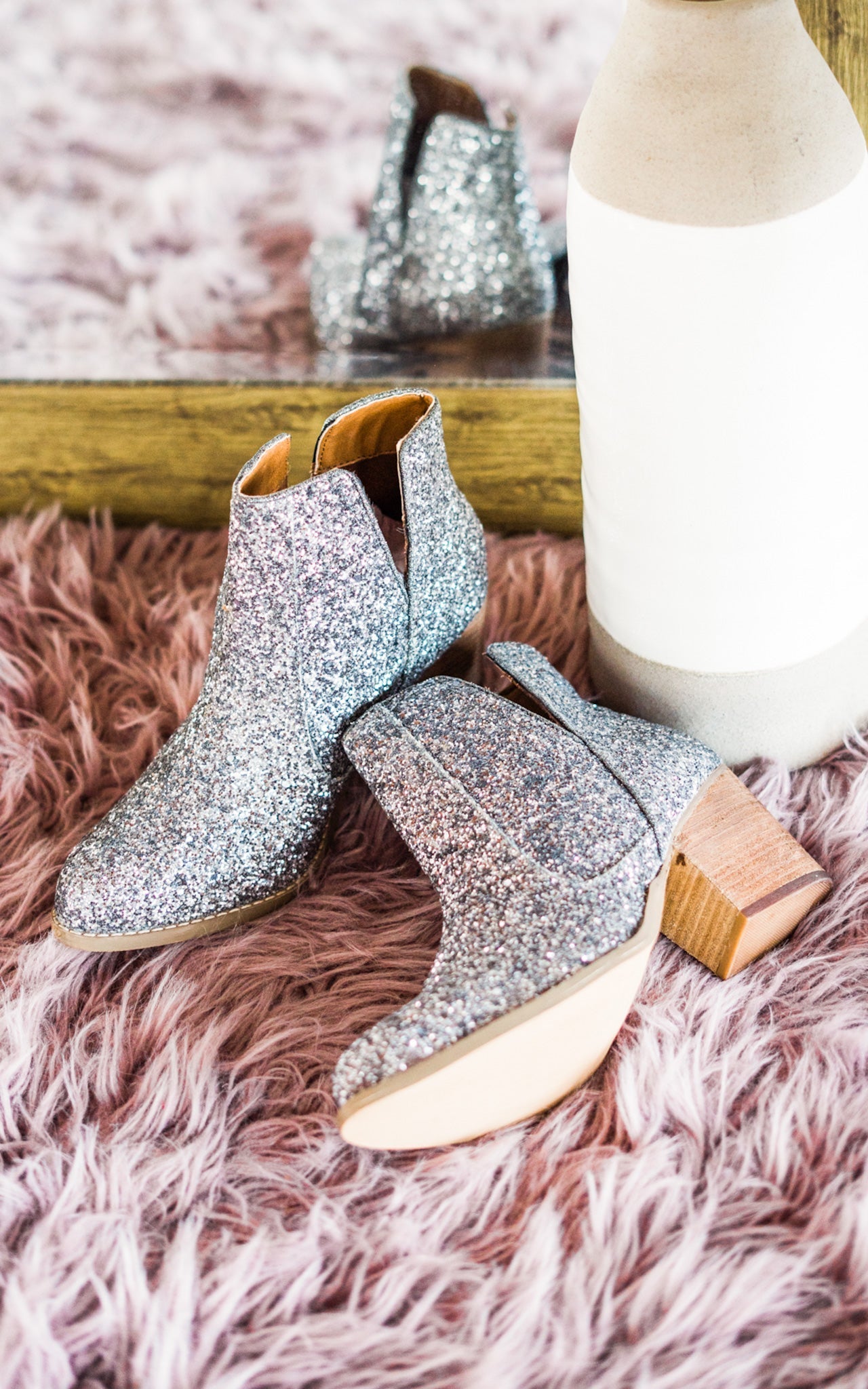 Fiera Booties for Women - Stylish Pewter Ankle Boots with Comfortable Heel | Perfect for Fall, Winter & Casual Outfits