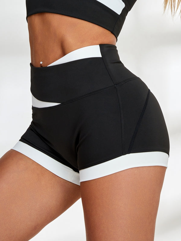 ZASUWA Women's Contrast Color Cross Back Short Tracksuit - Gym Workout, Running, Yoga & Lounge Wear for Active Lifestyle