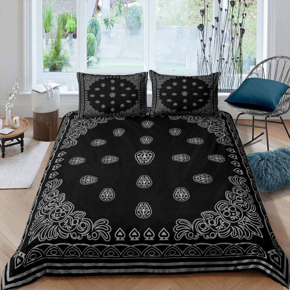 **Mandala Candy Skull Duvet Cover Set Twin Size - 2Pcs Comforter Cover with Pillow Shams for Kids, Teens & Adults - Soft Daisy Bedding Set for Boys, Girls, Dorm & Home Decor**