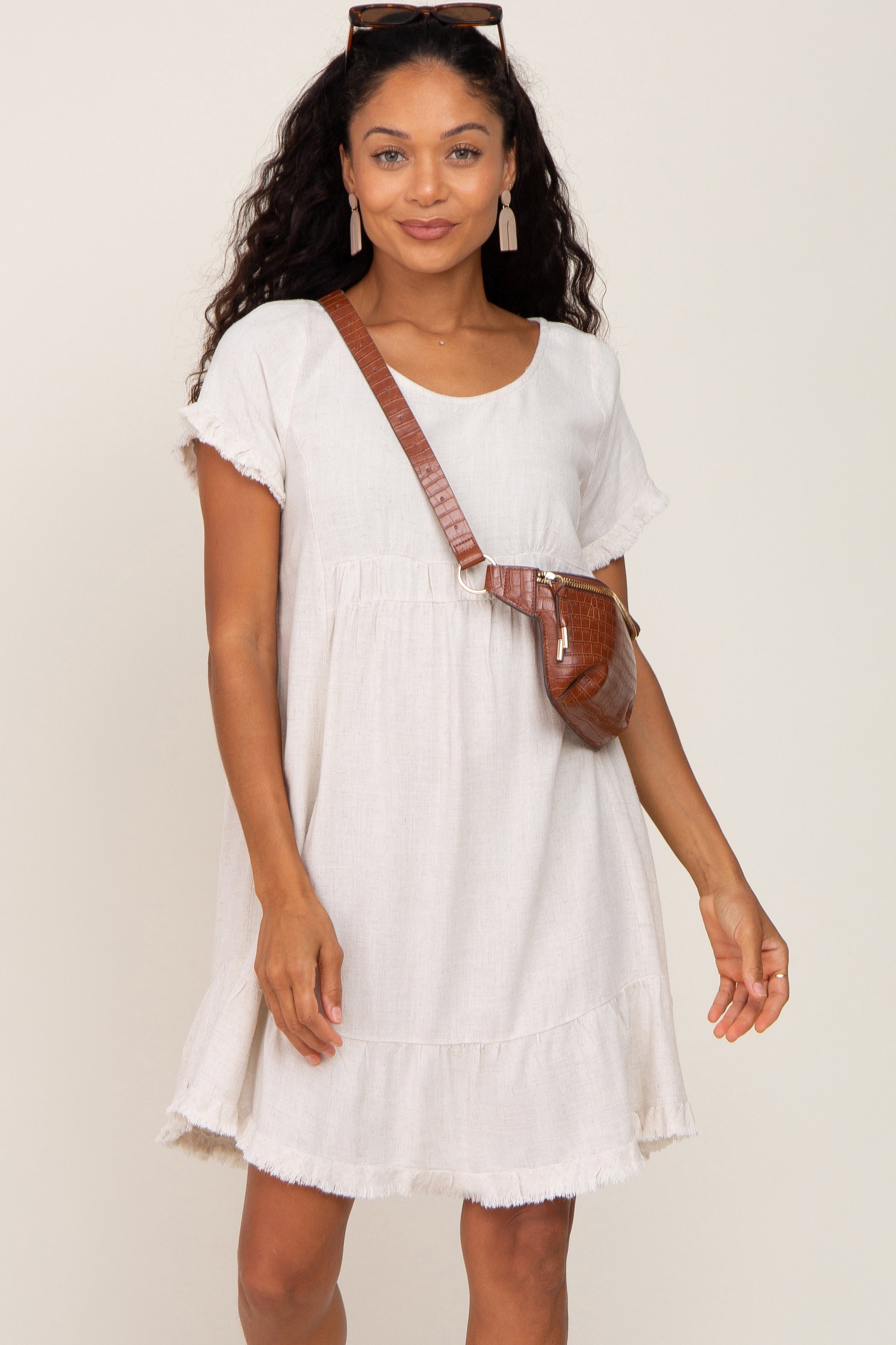 Beige Frayed Hem Dress for Women - Boho Chic Summer Maxi Dress with Distressed Details | Perfect for Beach Vacations, Music Festivals & Casual Outings