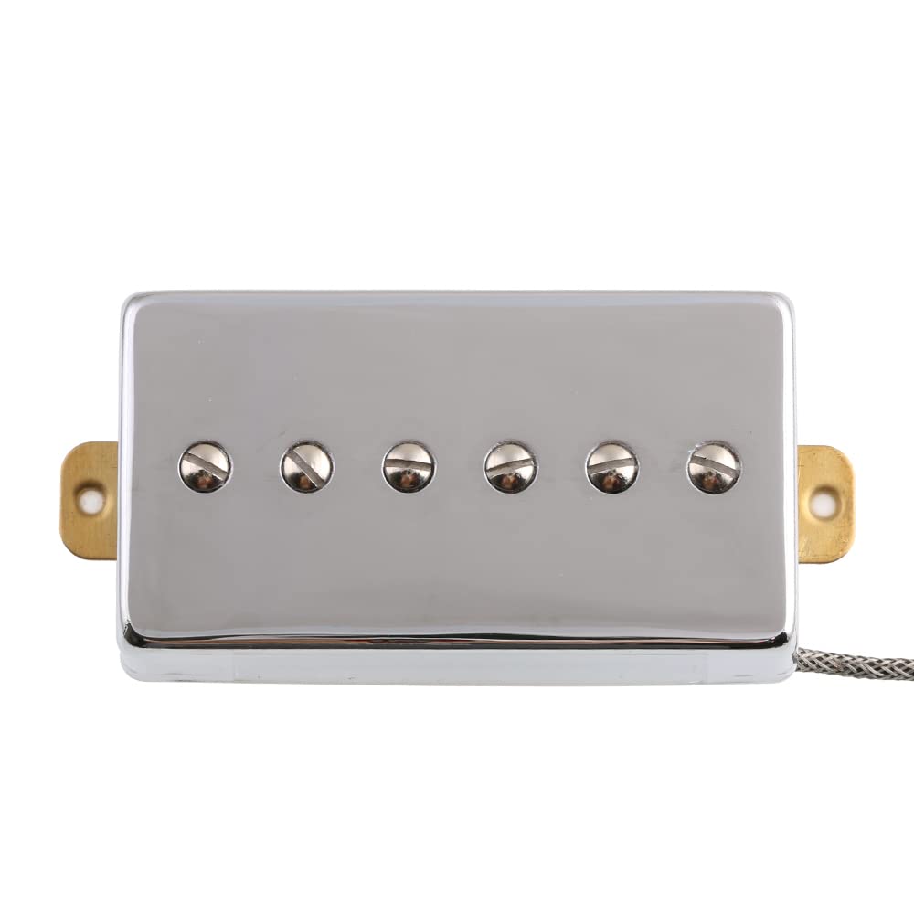 Alnico 5 Magnet Humbucker Sized P90 Electric Guitar Pickups - Chrome Cover for Neck & Bridge Position - Perfect for Blues, Rock & Jazz Guitar Upgrades