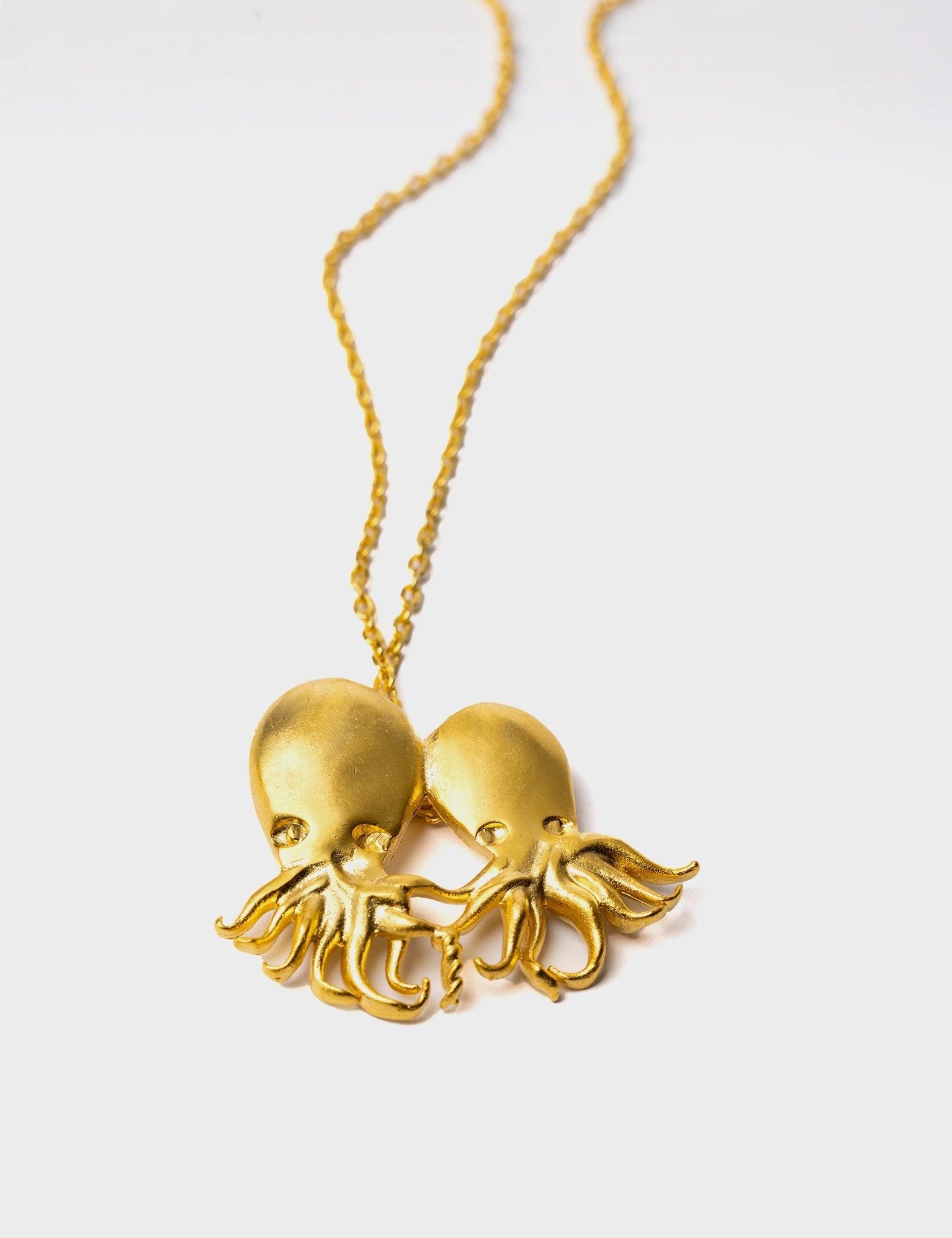 Golden Twin Flame Necklace with Octopus Pendant - Couples Matching Jewelry for Anniversary, Valentine's Day & Romantic Gifts