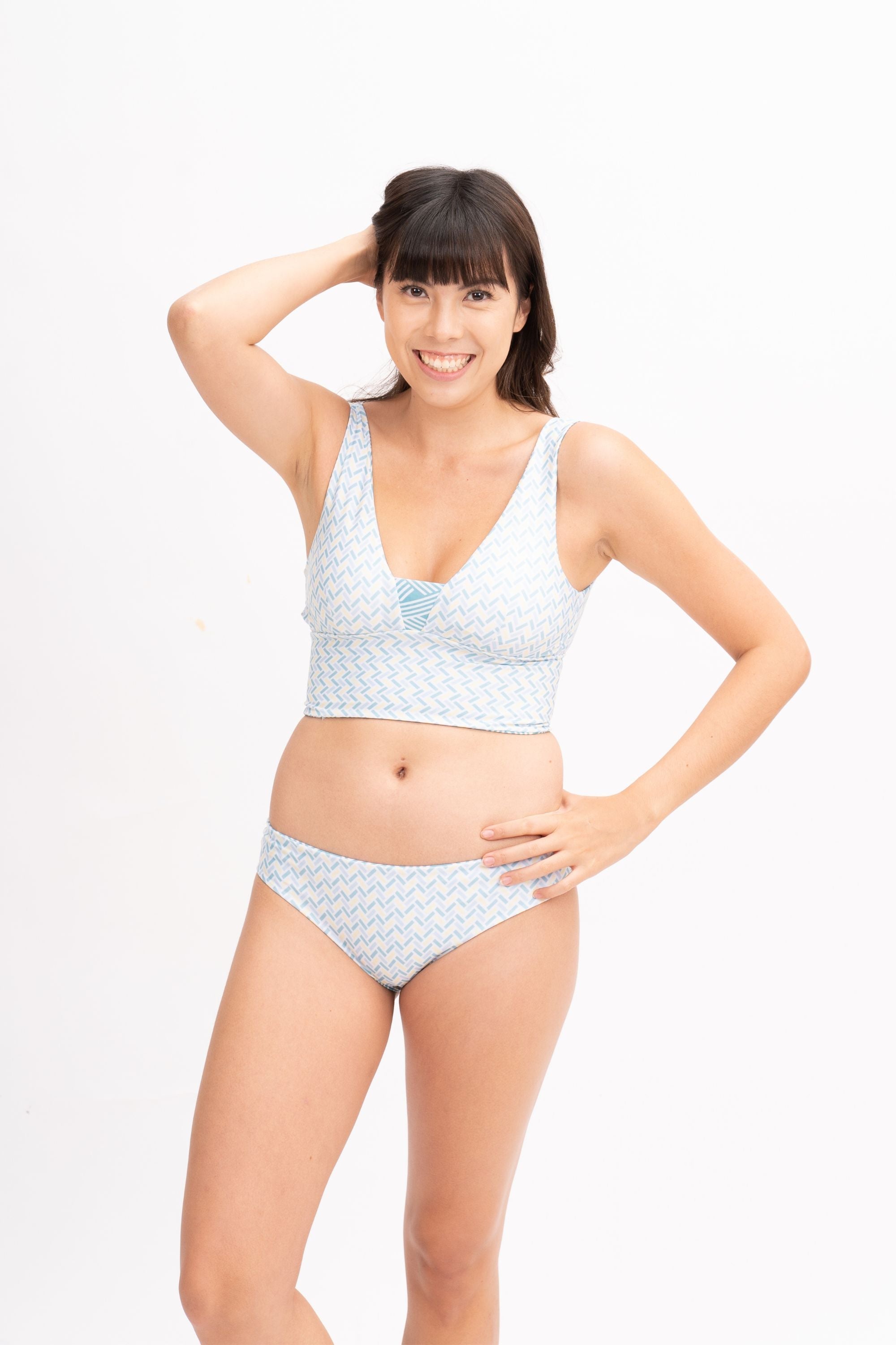 Reversible Seminyak Bikini Bottoms - Seafoam/Braid Color | High Waisted Swimwear for Beach, Pool & Vacation