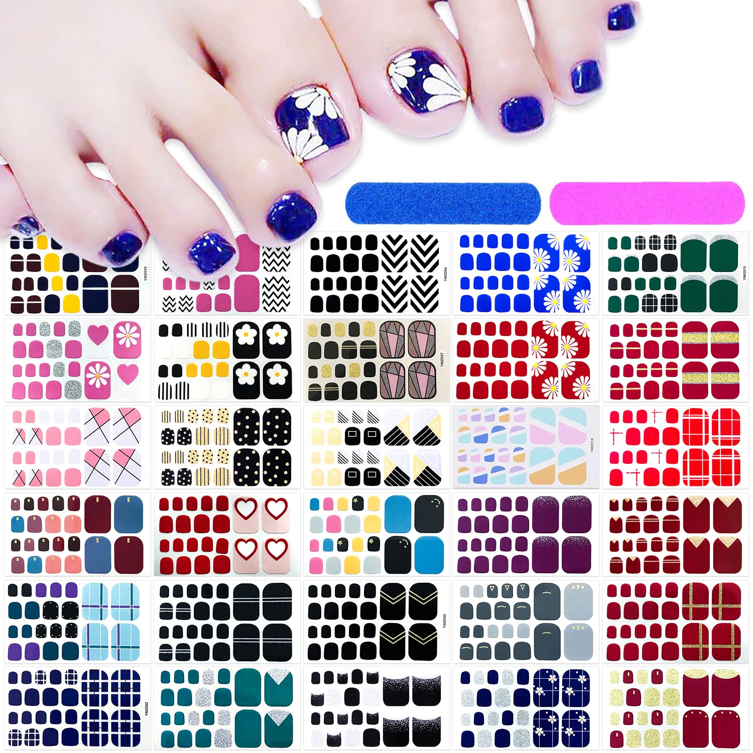 660 Pieces Self-Adhesive Nail Polish Strips - 30 Sheets Full Nail Wraps for Women & Girls | Nail Art Stickers with Nail File | Perfect for Home Manicures, Parties & Gifts