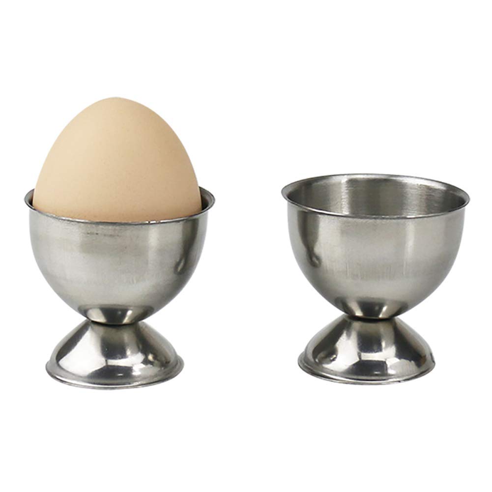 2Pcs Stainless Steel Egg Cups - Elegant Egg Holders & Egg Tray for Hard Boiled Eggs, Silver Kitchen Gadgets - Perfect for Breakfast, Brunch, and Easter Decorations