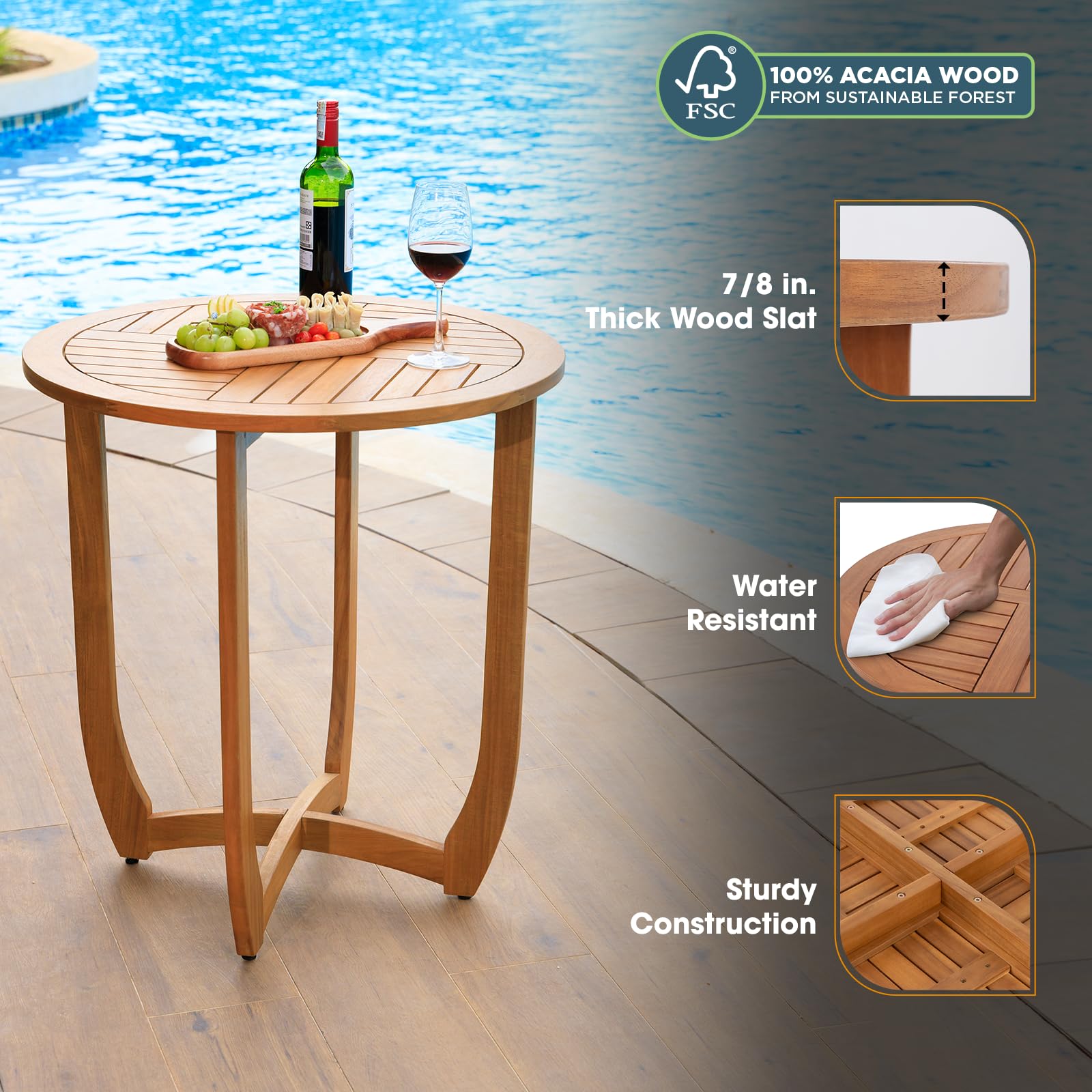 Idzo Patio Bistro Armchairs Set of 2 - Outdoor Dining Chairs with Escanor Bistro End Table - Perfect for Backyard, Garden, Patio, and Restaurant Outdoor Seating