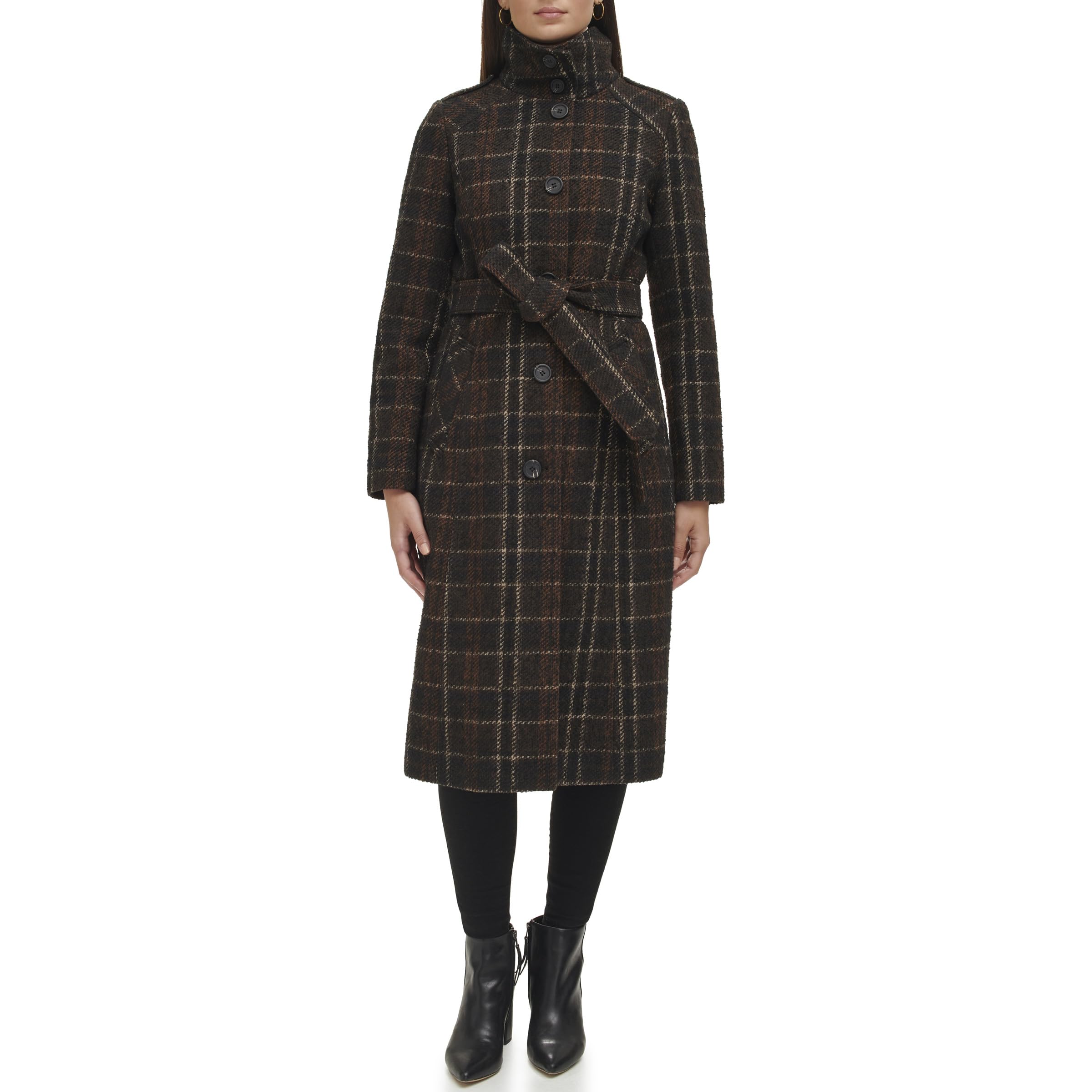 Kenneth Cole Women's Stand Collar Military Coat Jacket - Stylish Trench Coat for Fall & Winter | Perfect for Office, Travel & Casual Outfits