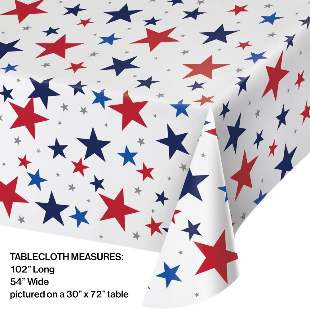 12-Pack Patriotic Stars Disposable Table Covers - Bulk Red White Blue Party Decorations for 4th of July, Memorial Day, BBQs & Outdoor Celebrations