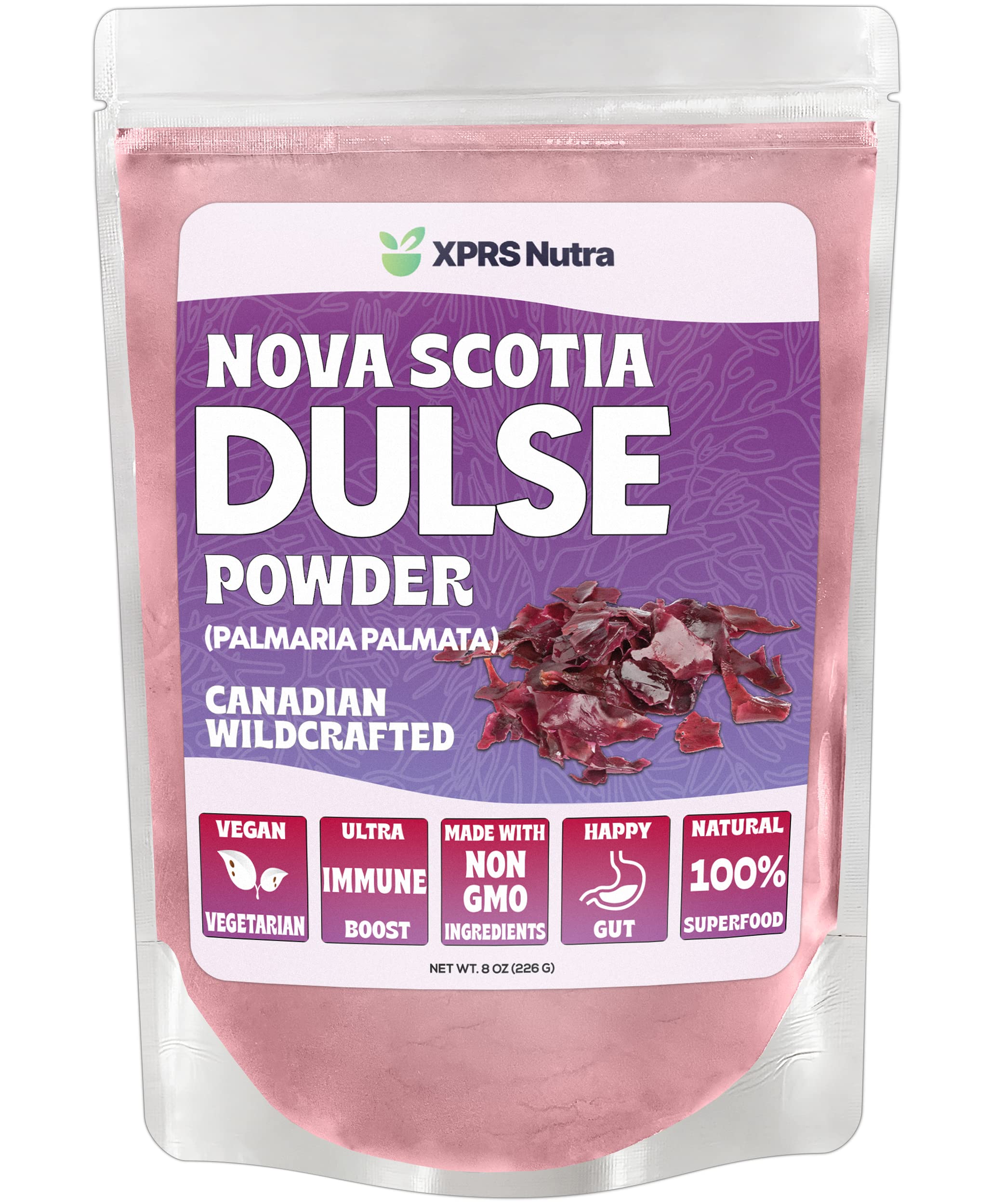 Organic XPRS Nutra Dulse Powder (Palmaria Palmata) - Wildcrafted Canadian Atlantic Seaweed from Nova Scotia - Vegan, Gluten-Free Superfood for Thyroid Support & Bone Health - 8oz Pack - Perfect for Smoothies, Soups & Seasoning
