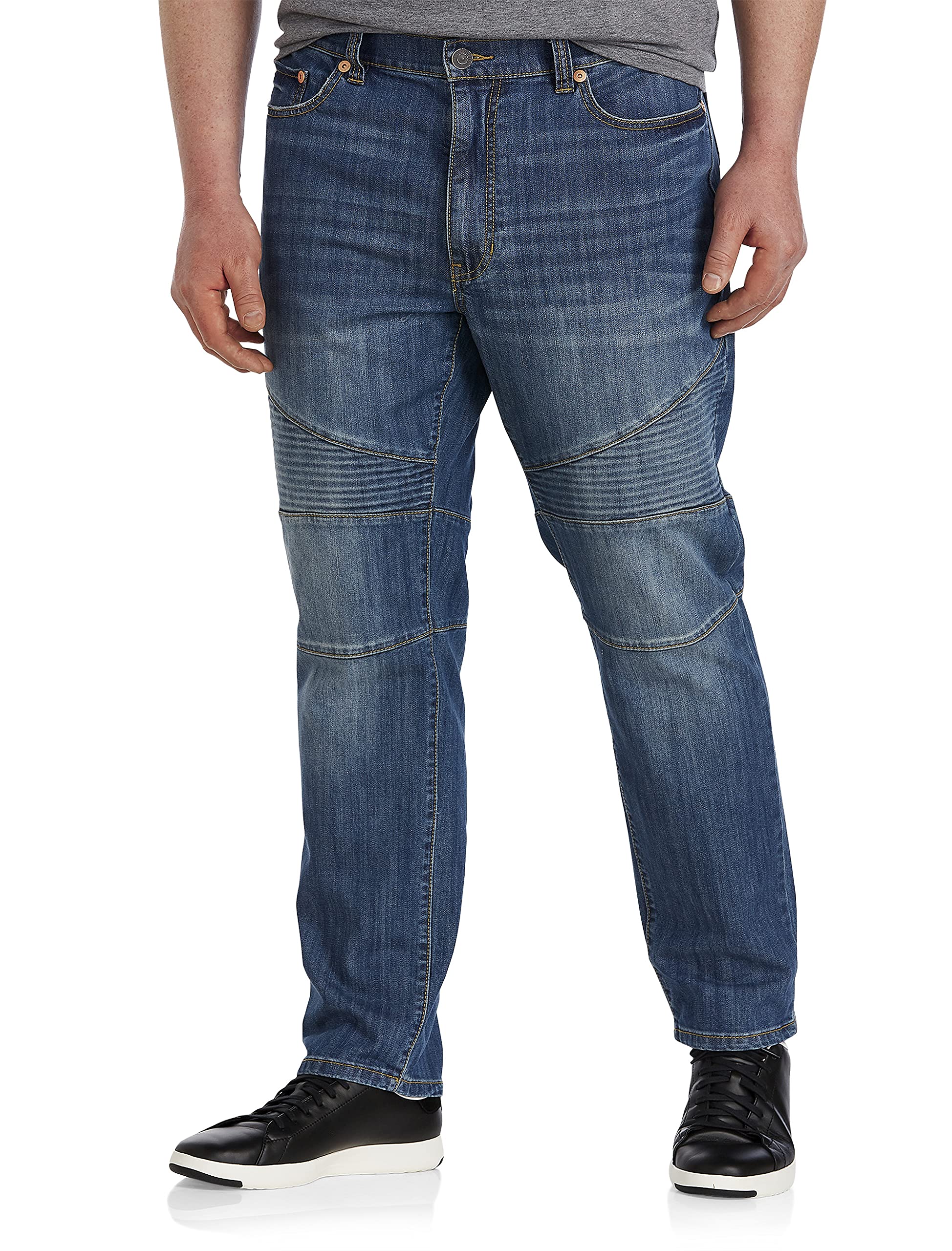 True Nation by DXL Big & Tall Tapered-Fit Motorcycle Jeans for Men - Comfortable Riding & Casual Wear