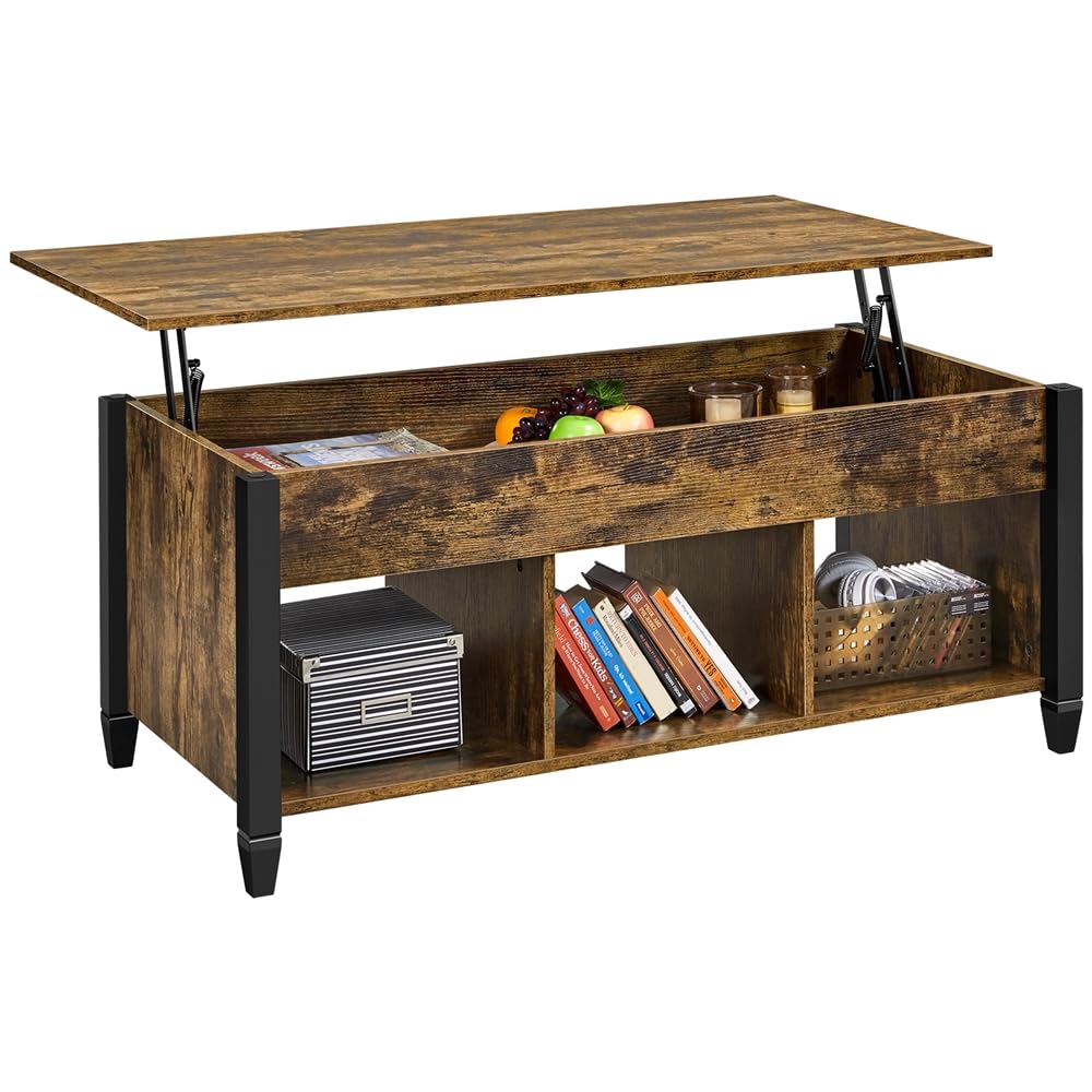 Yaheetech Rustic Lift Top Coffee Table with Hidden Storage & Shelf - 47.5