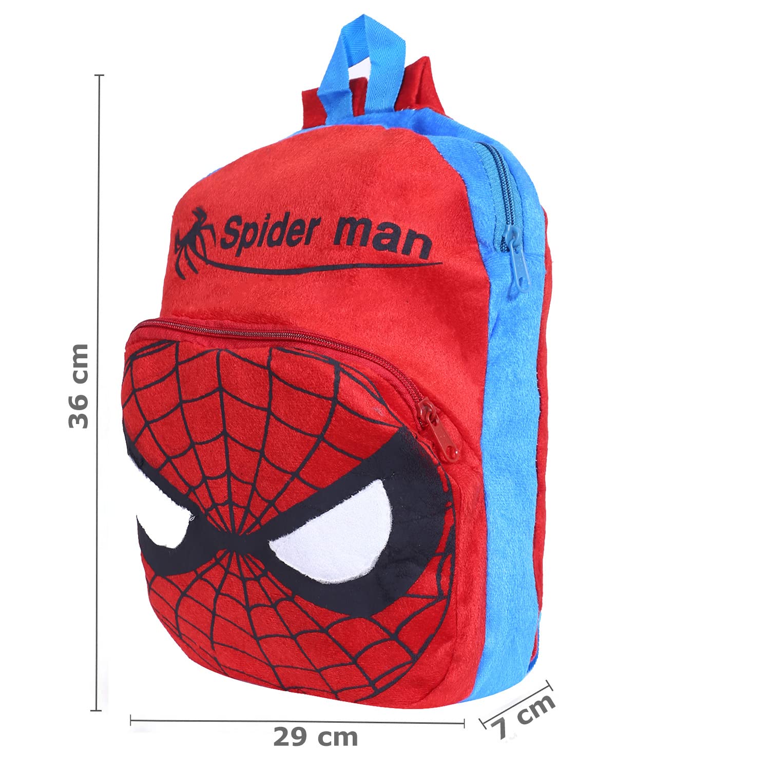 Kuber Industries Marvel Spiderman Plush Backpack - 2 Compartment Velvet School Bag for Kids | Durable Toddler Backpack with Zipper Closure for Travel, School & Daycare (Blue) | Perfect for Superhero Fans, Birthday Gifts & Daily Use