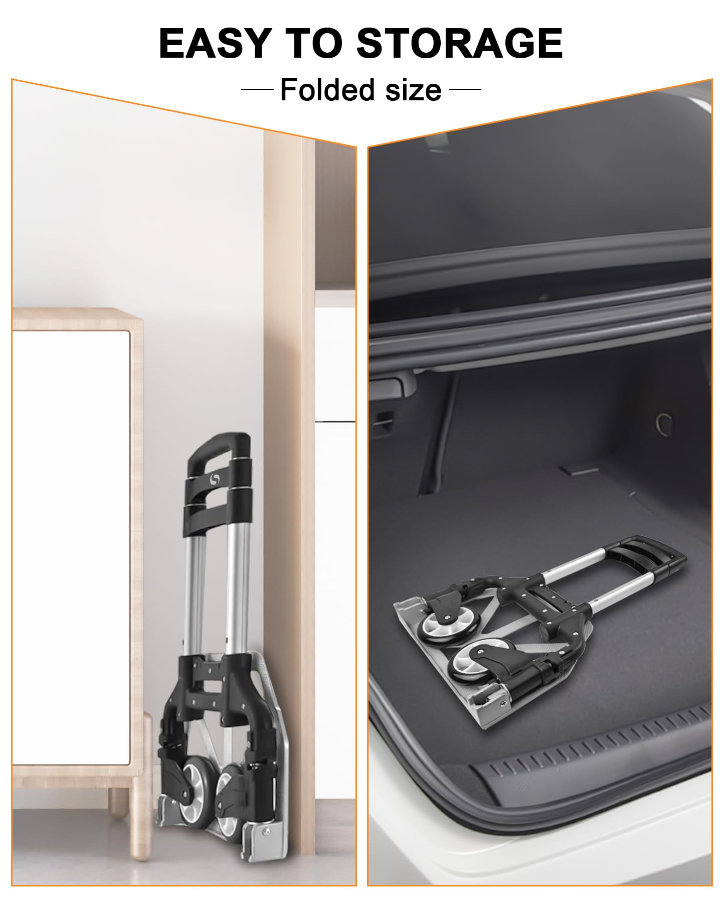 Foldable Aluminum Hand Truck with Wheels - Lightweight Portable Dolly Cart for Moving, Travel, Shopping & Office Use | Collapsible Luggage Trolley for Airport, Hotels & Home Utility