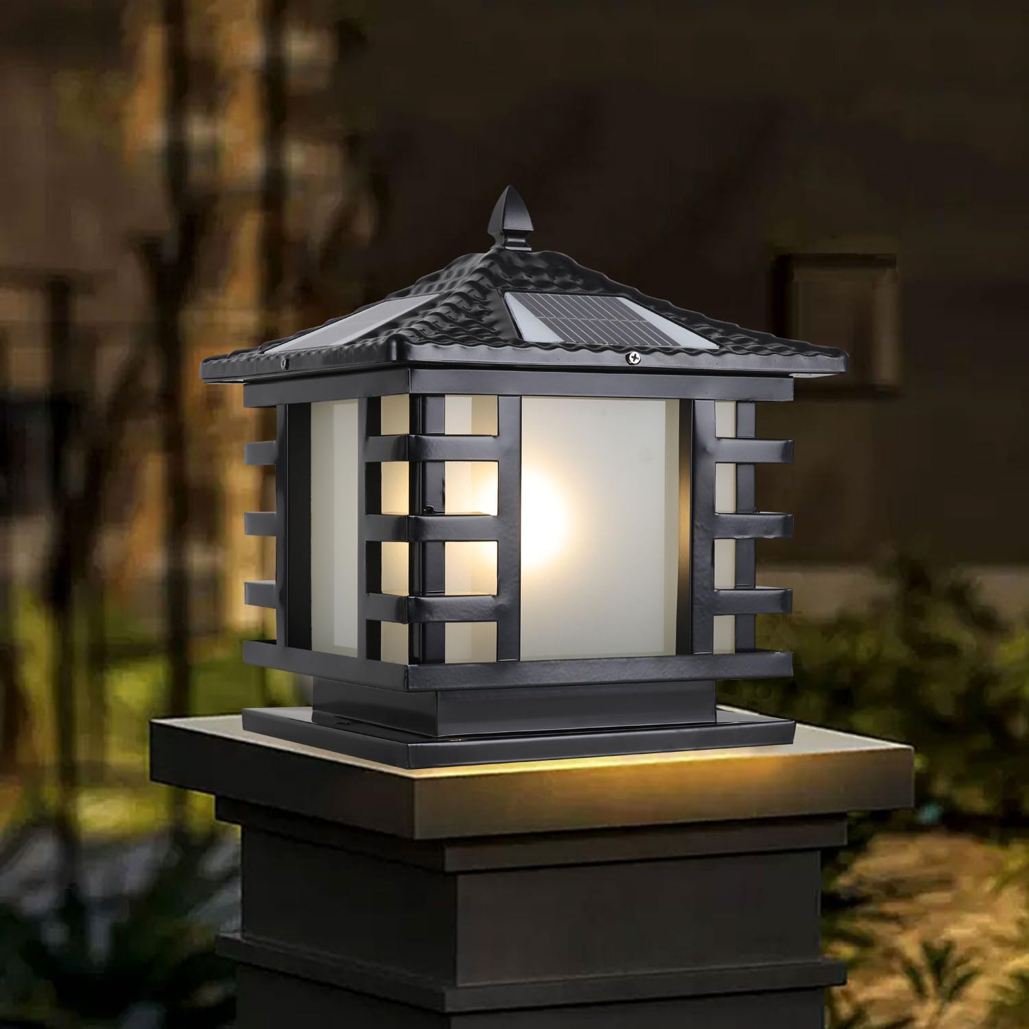 Solar Outdoor Post Lights - IP65 Waterproof Aluminum Pillar Lights with Remote Control for Fence, Deck & Patio | Durable Courtyard Column Lighting for Garden, Pathway & Driveway Decoration