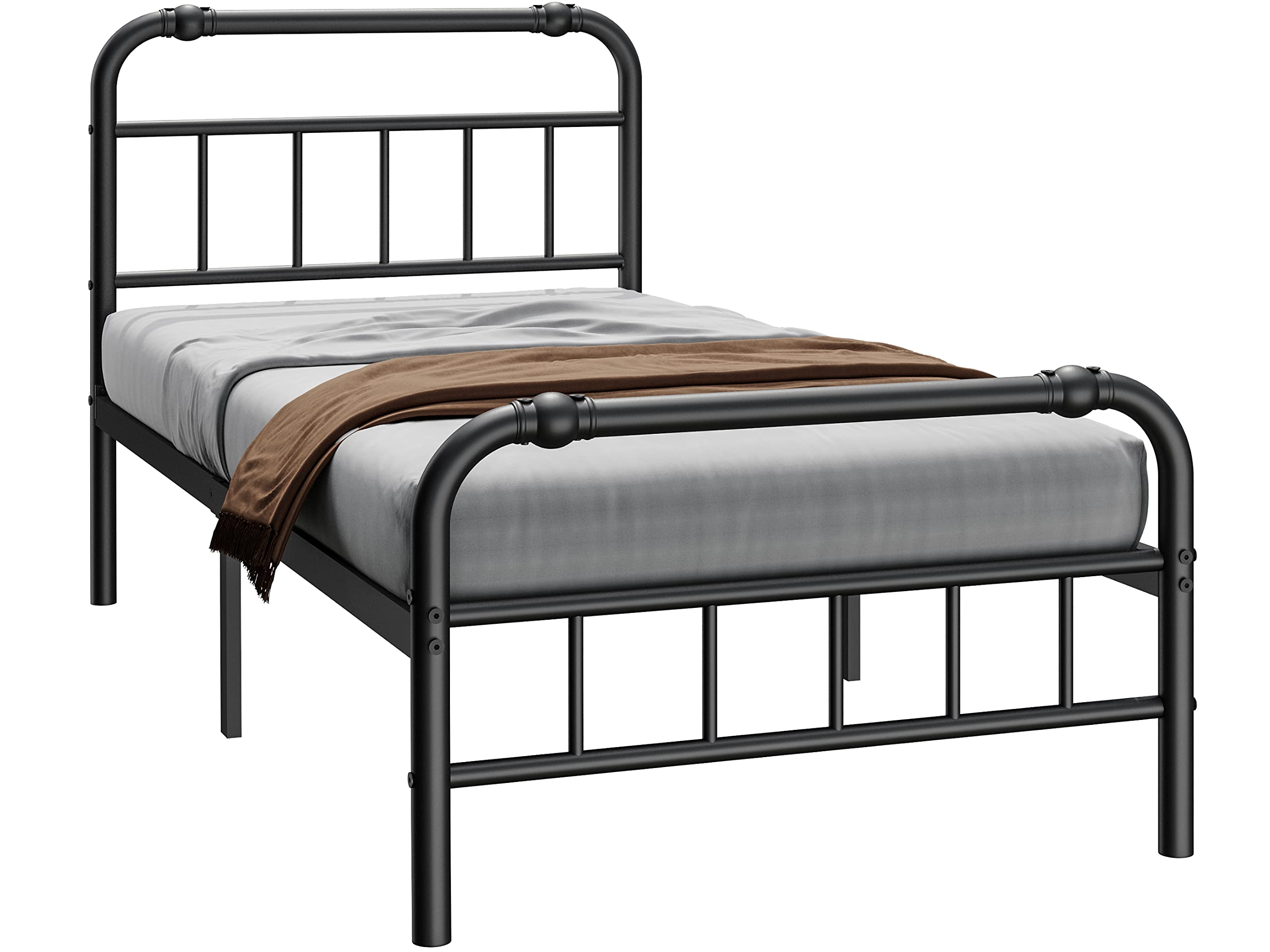 FSCHOS Twin XL Bed Frame with Headboard & Footboard - 14 Inch High Metal Platform Bed Frame, Heavy Duty Steel Frame No Box Spring Needed - Easy Assembly, Black - Perfect for Dorms, Guest Rooms & Small Spaces