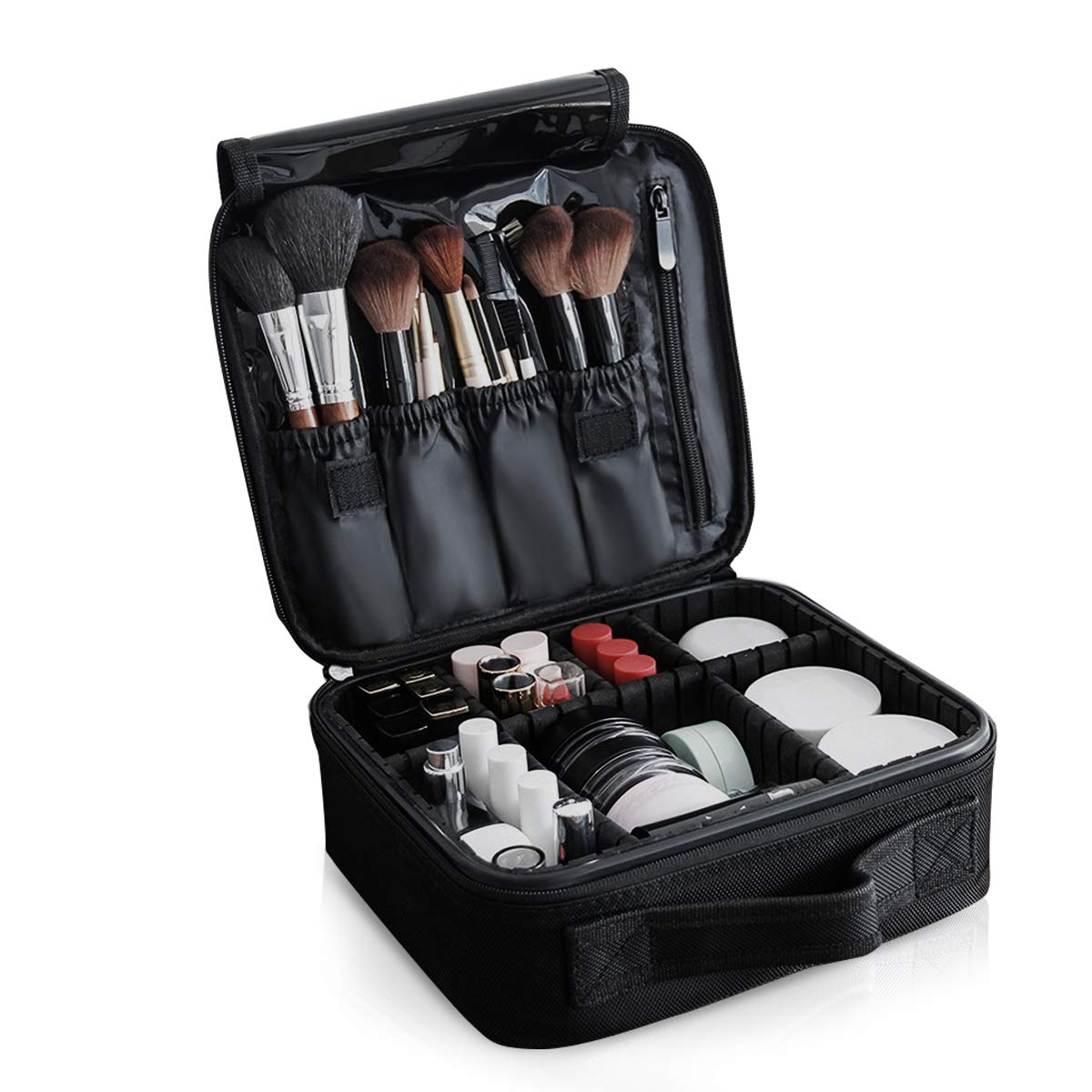 Nicole & Doris Professional Waterproof Makeup Bag for Women - Portable Cosmetic Organizer with Adjustable Dividers, Travel Makeup Case & Makeup Pouch - Perfect for Travel, Gym, and Daily Beauty Essentials