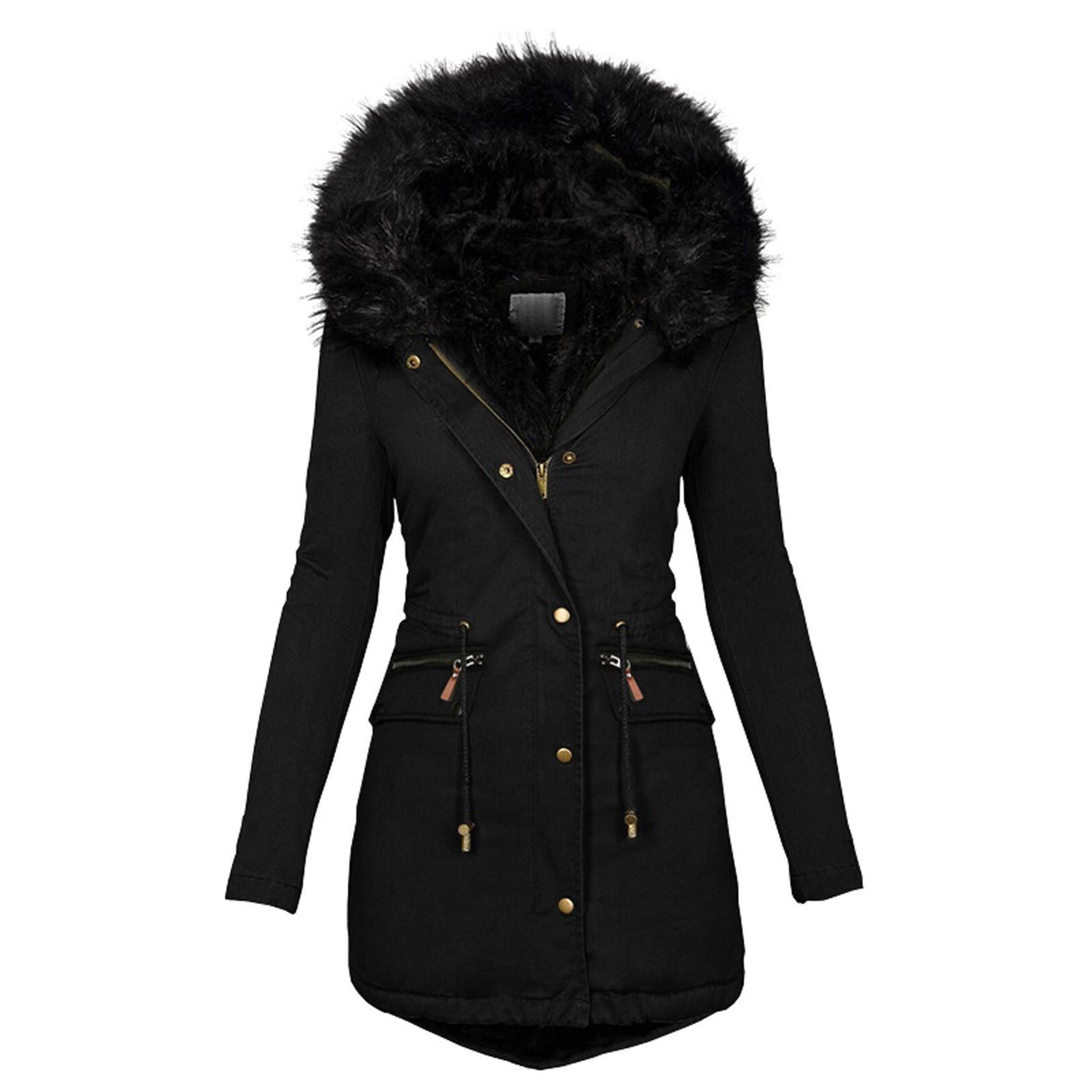 YfiDSJFGJ Women's Long Sleeve Parka Jacket - Winter Cotton Puffer Coat with Extended Length for Cold Weather | Perfect for Outdoor Activities, Commuting & Casual Wear
