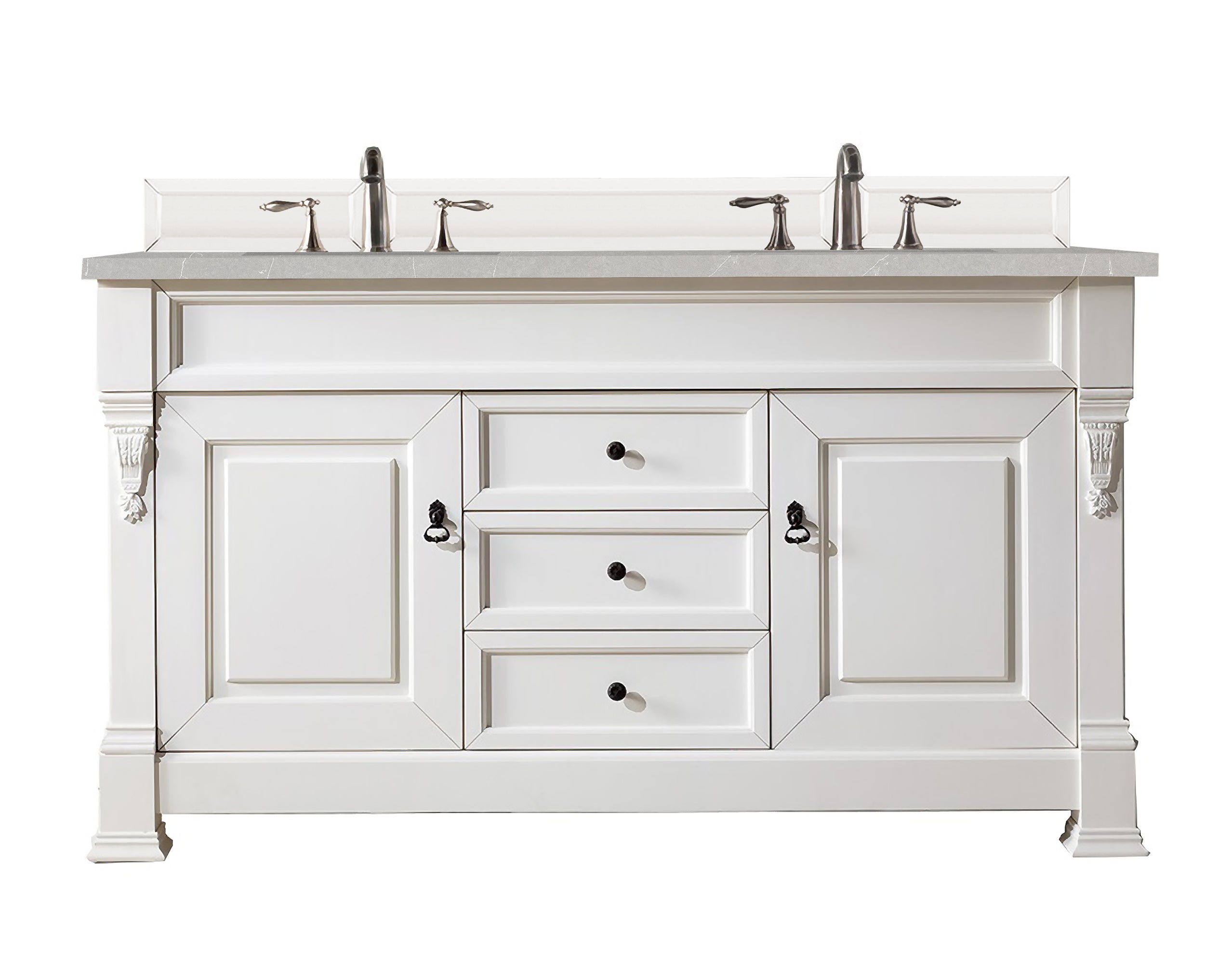 Brookfield 60 Inch Double Vanity with 3CM Eternal Serena Quartz Top in Bright White - Perfect for Modern Bathroom Renovations and Master Bath Suites