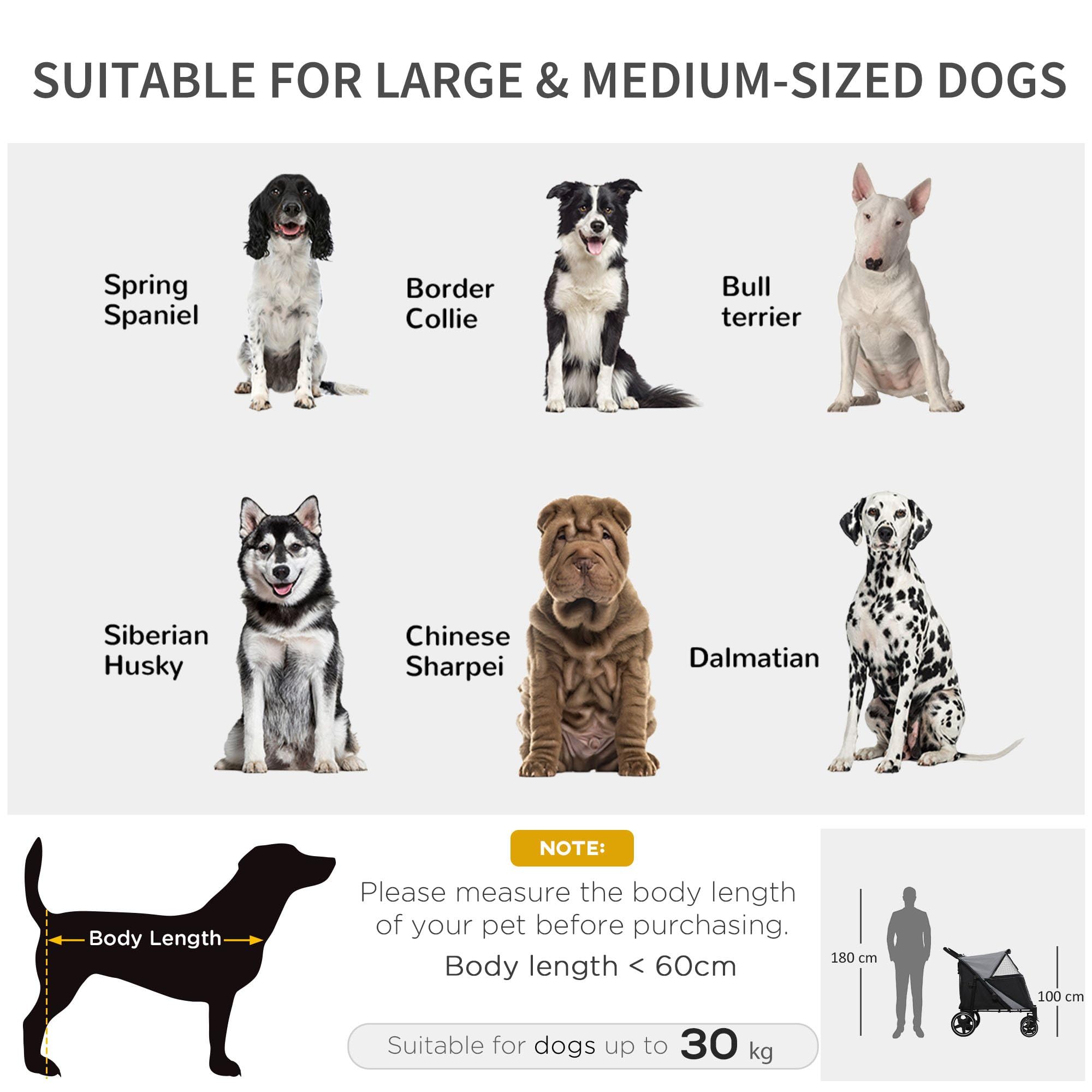Extra Large Foldable Pet Stroller with Storage Bag & Mesh Window - Shock Absorbing Dog Stroller for Large Breeds (Gray) | Perfect for Outdoor Walks, Vet Visits & Travel with Your Dog