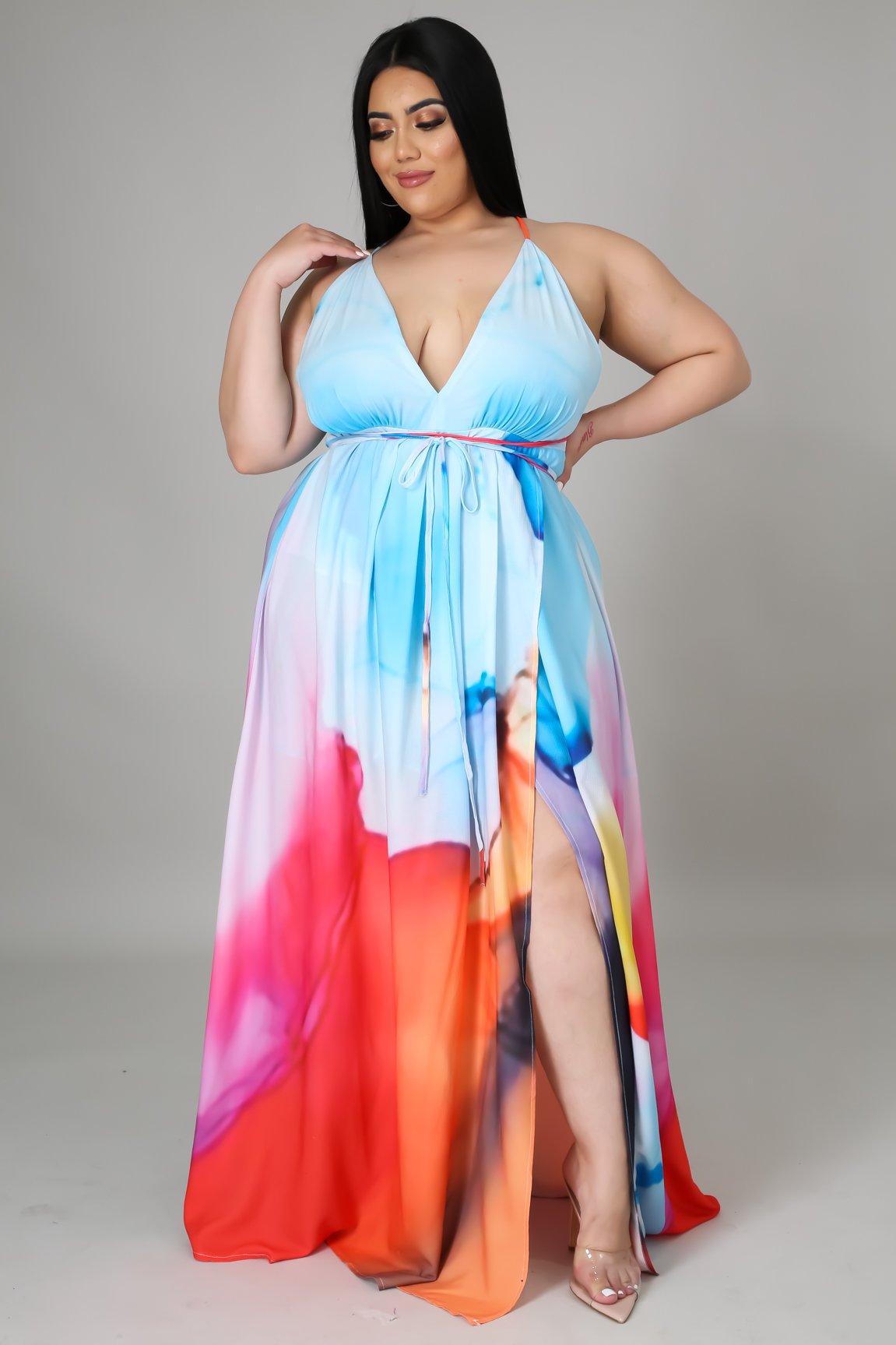 Island Escape Multi Maxi Dress for Women - Flowy Summer Beach Dress with Pockets | Perfect for Vacations, Weddings & Casual Outings