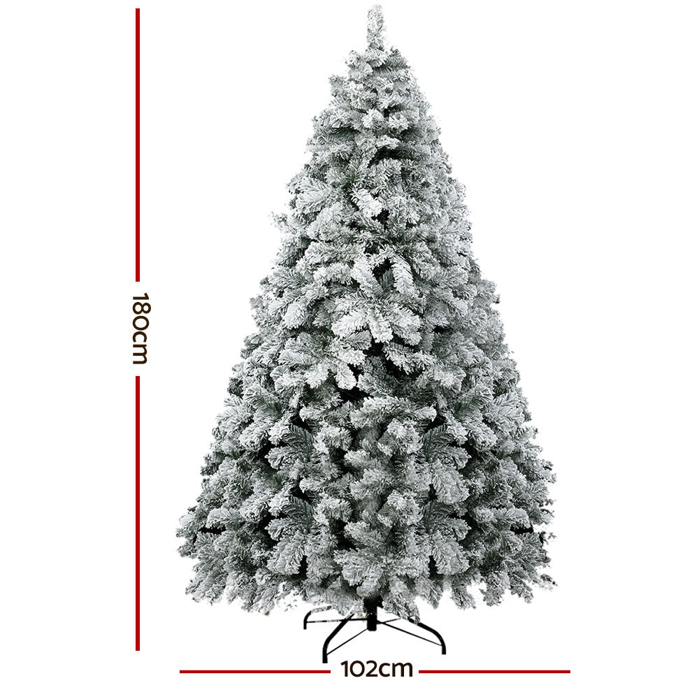 1.8M Pre-Lit Artificial Christmas Tree with 520 Snowy Tips - Holiday Xmas Decor for Home, Office, Party & Outdoor Decorations