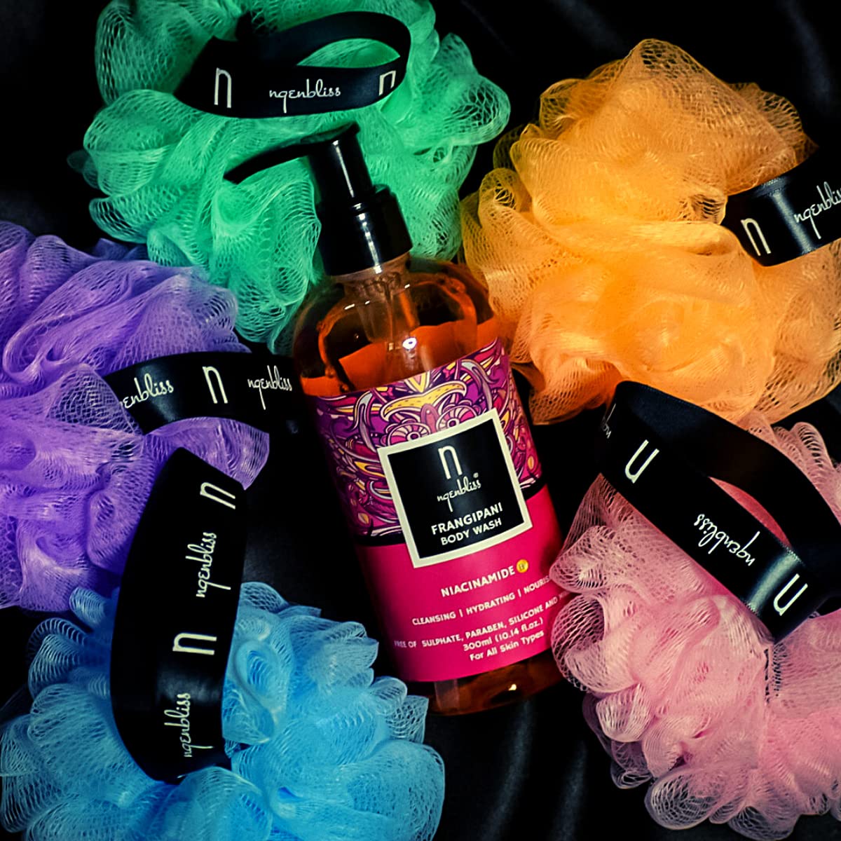 Ngenbliss Frangipani & Niacinamide Body Wash for Smooth, Hydrated Skin - Perfect for Daily Shower & Spa Relaxation
