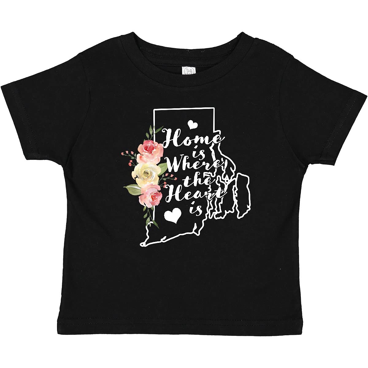 Inktastic Rhode Island Home is Where The Heart is Watercolor Baby T-Shirt - Soft Cotton Infant Tee for Boys & Girls - Perfect for Family Outings, Photo Shoots & Casual Wear