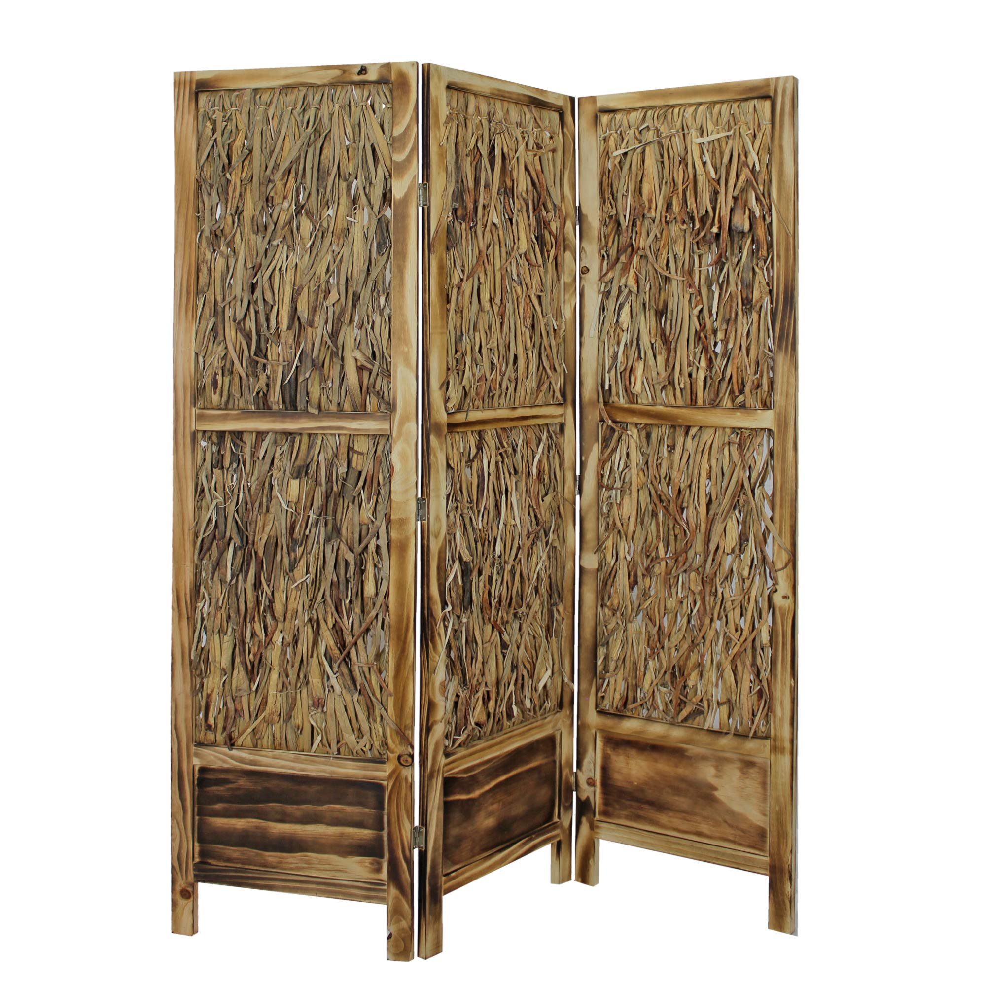 67 x 48 Inch Brown Room Divider Screen - Foldable Privacy Partition for Home Office, Bedroom & Living Room Decor