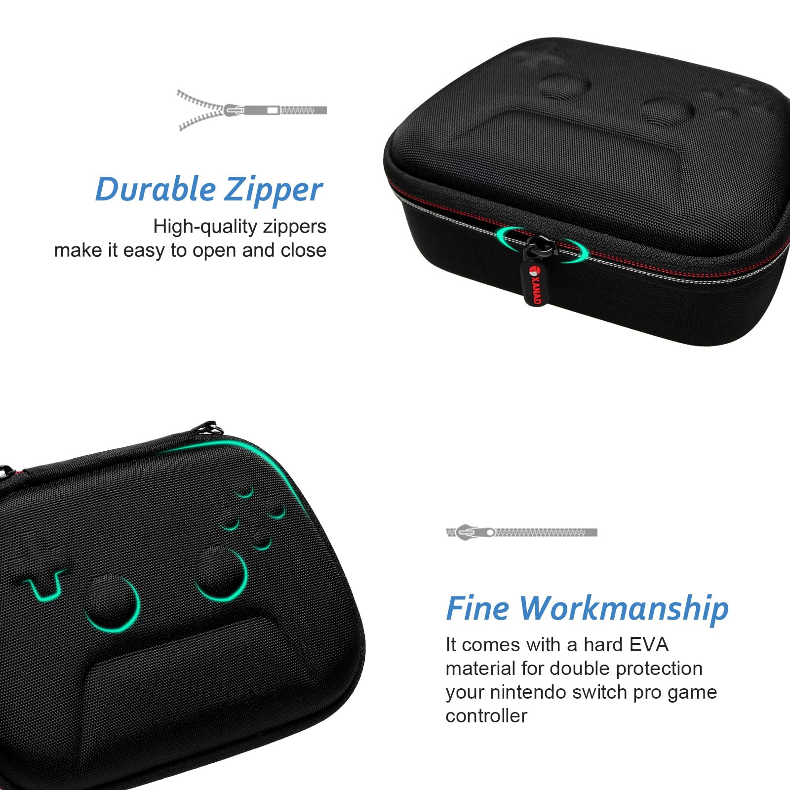 Premium Black Hard Travel Protective Case for Xbox/Playstation/Nintendo Switch Controllers - Universal Storage Bag for PowerA/ELISWEEN/GameSir/Diswoe/TIANHOO Wireless Gamepads - Perfect for Gaming Travel & Controller Organization