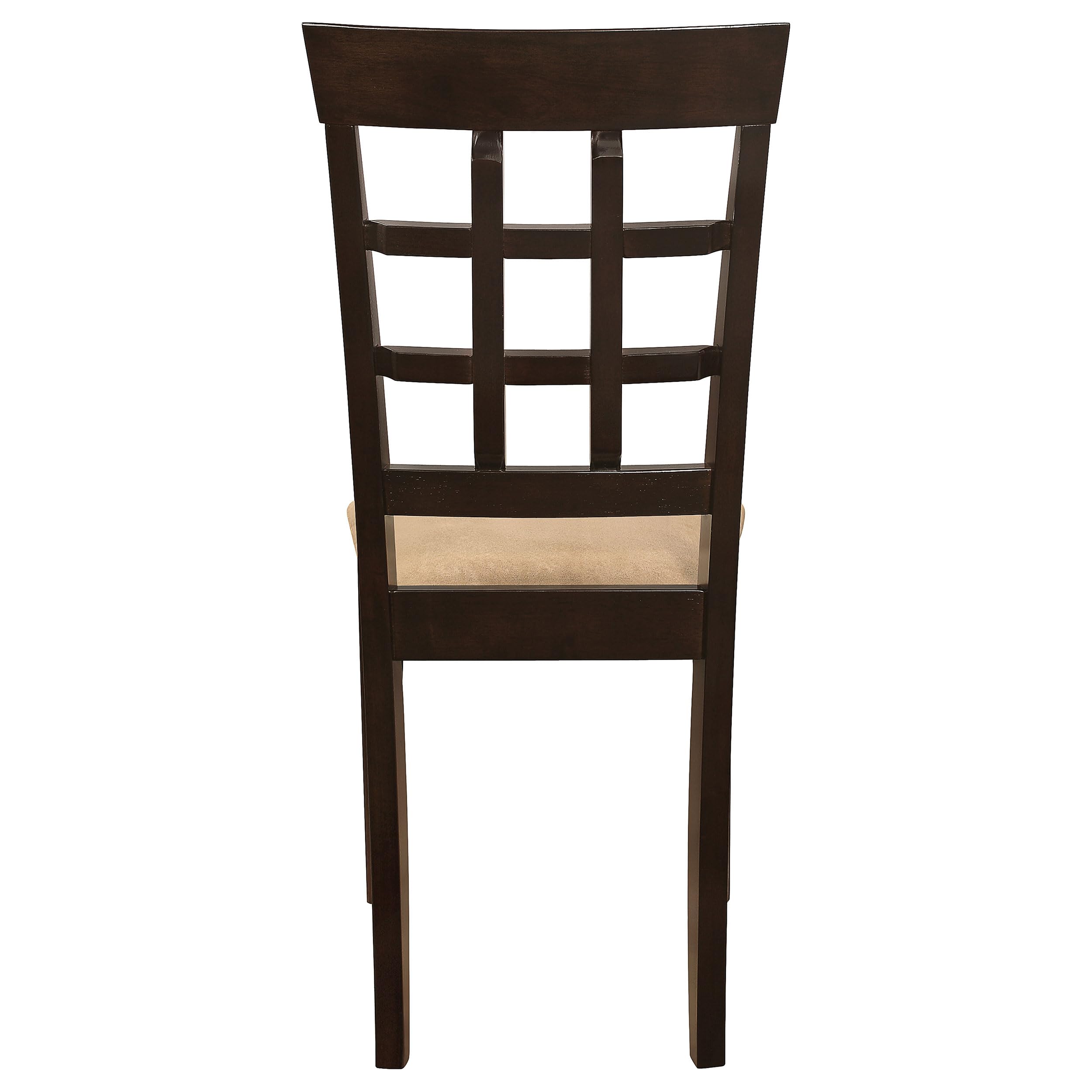 Coaster Home Furnishings Gabriel Wood & Fabric Dining Chairs - Set of 2 Armless Checkered Back Chairs for Kitchen & Dining Room - Cappuccino Brown - Modern Farmhouse Decor (Model 100772) - Perfect for Small Spaces, Breakfast Nooks & Apartment Dining