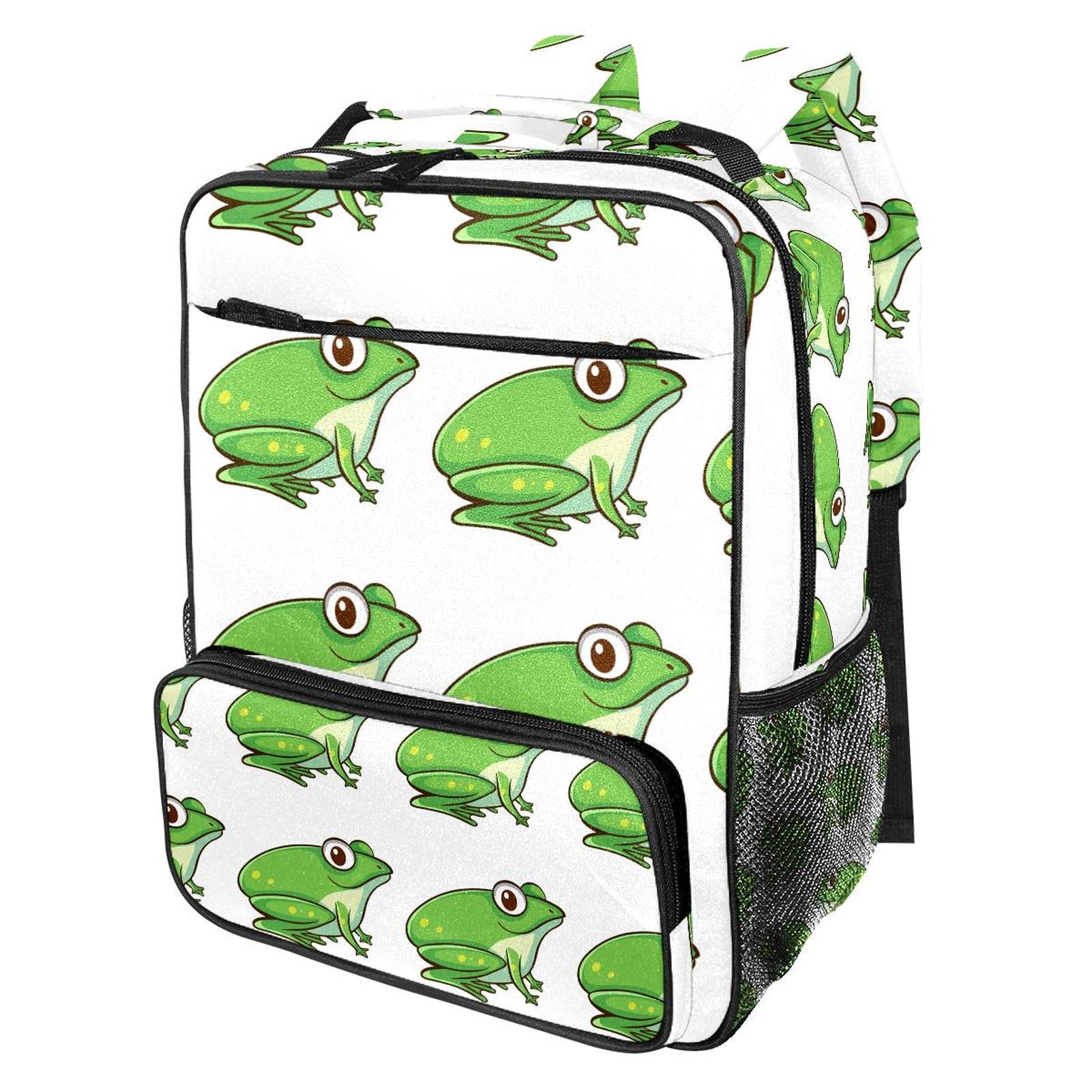 Lightweight Frog Seamless Backpack for Women & Girls - Cute Elementary School Bookbag for Daily Use, Travel, and College Campus Life