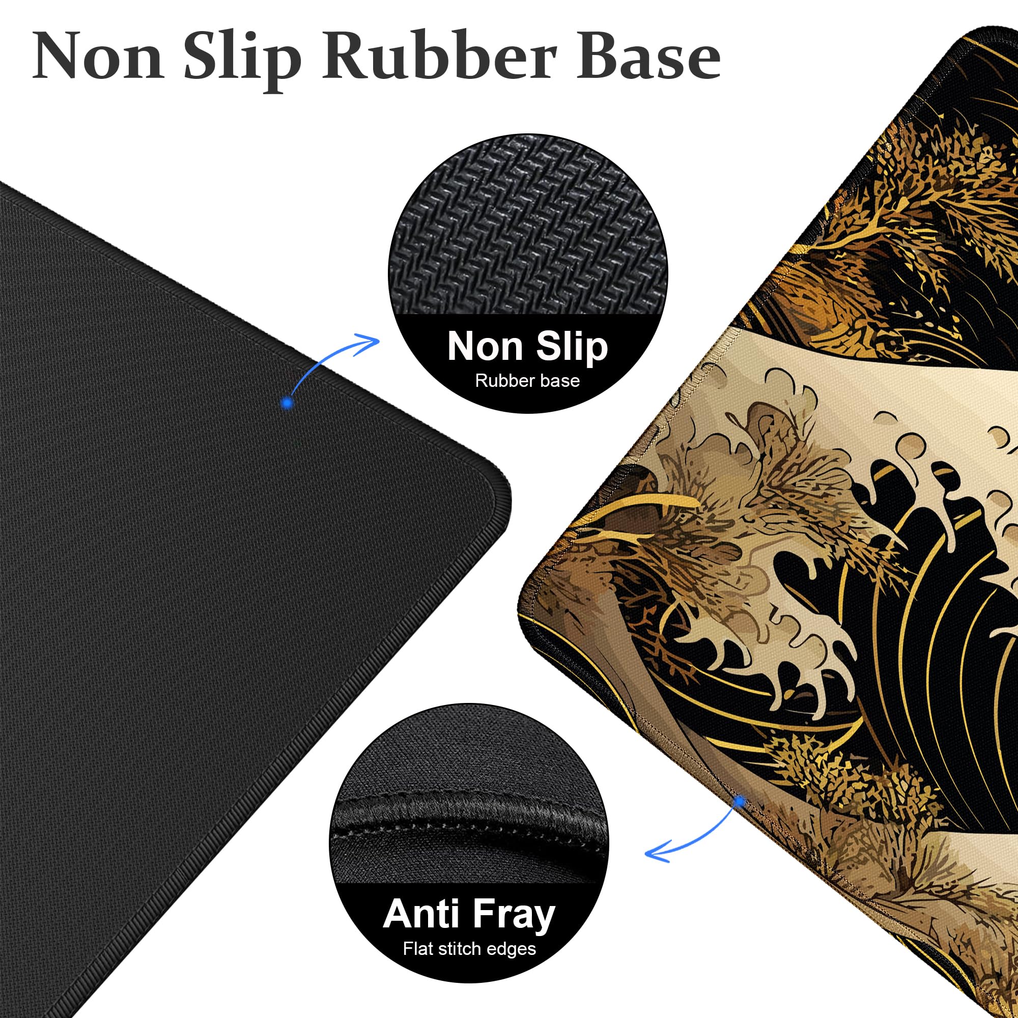 Premium Japanese Wave Design XXL Gaming Mouse Pad (31.5