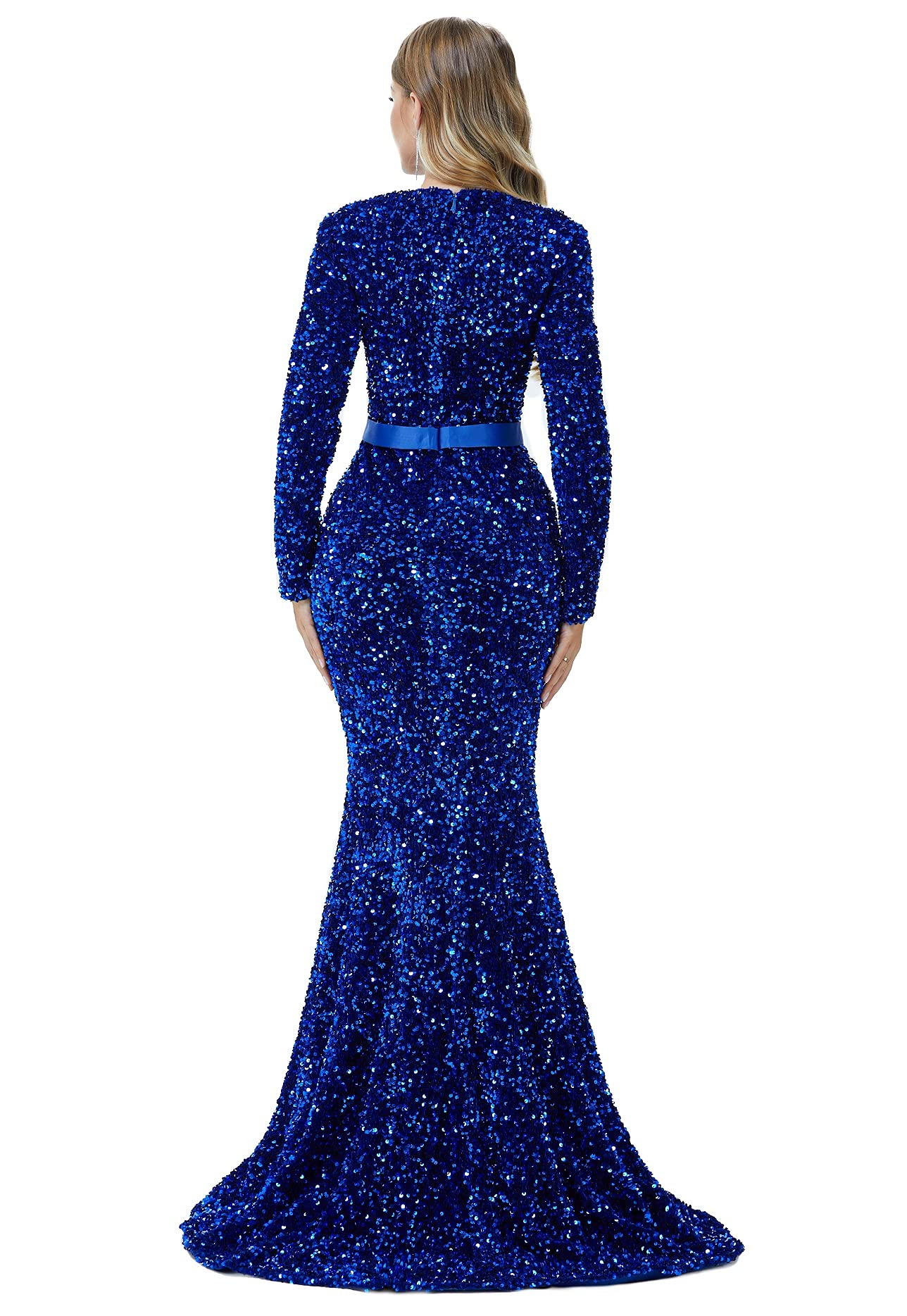 Sparkly Sequins Mermaid Evening Dress for Women - Long Sleeve Formal Gown for Prom, Party, Bridesmaid & Special Occasions | Elegant Night Out & Wedding Guest Attire