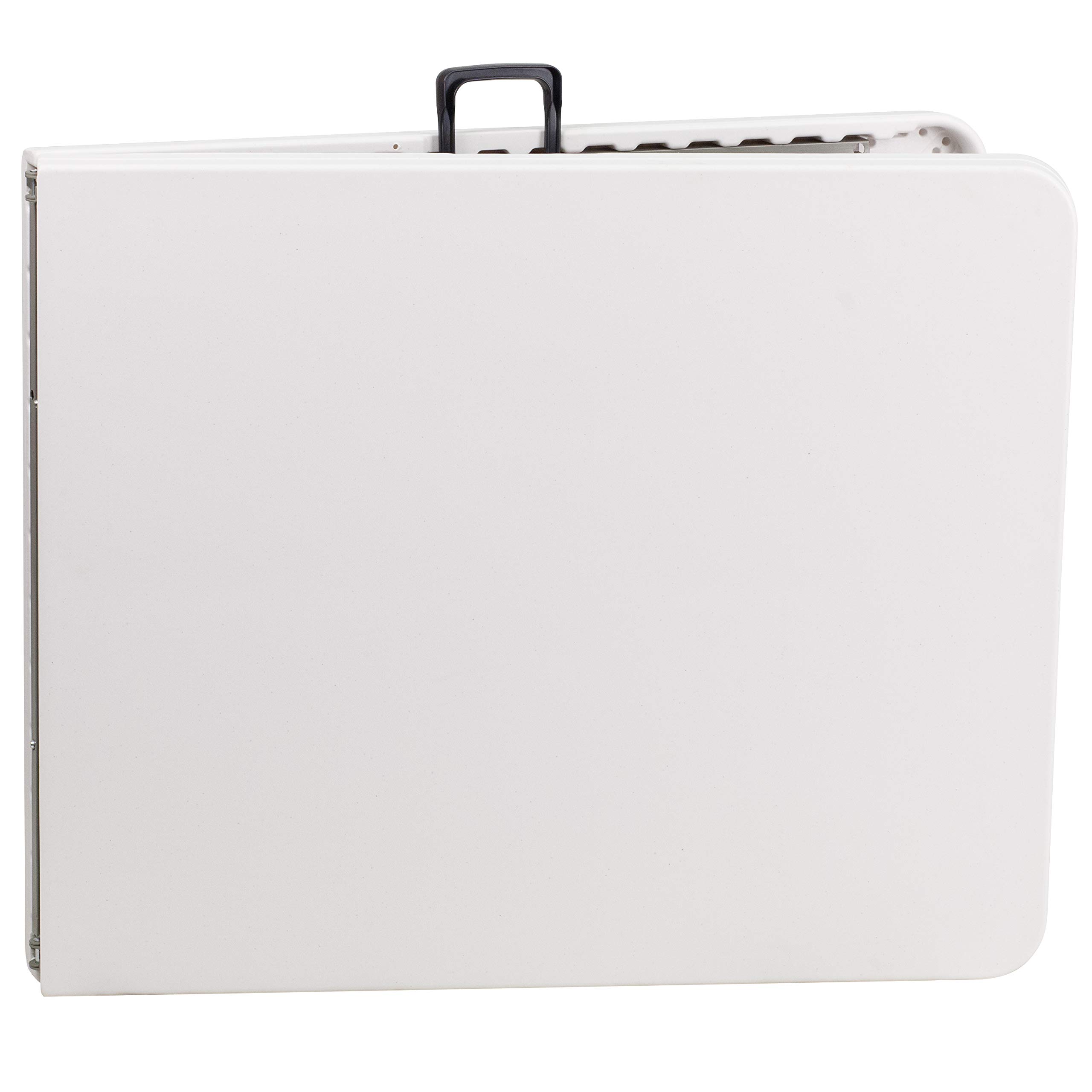 6-Foot Bi-Fold Granite White Plastic Folding Table - Heavy Duty Banquet & Event Table with Carry Handle | Perfect for Parties, Weddings, Catering & Outdoor Events