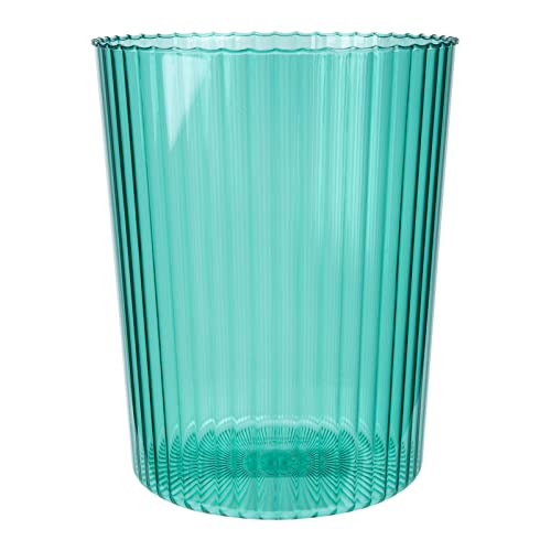 VOSAREA Clear Acrylic Trash Can - Small Round Plastic Waste Bin for Office, Bathroom, Bedroom & Kitchen - Transparent Garbage Container for Home & Desk Decor (Perfect for Waste Disposal in Small Spaces)