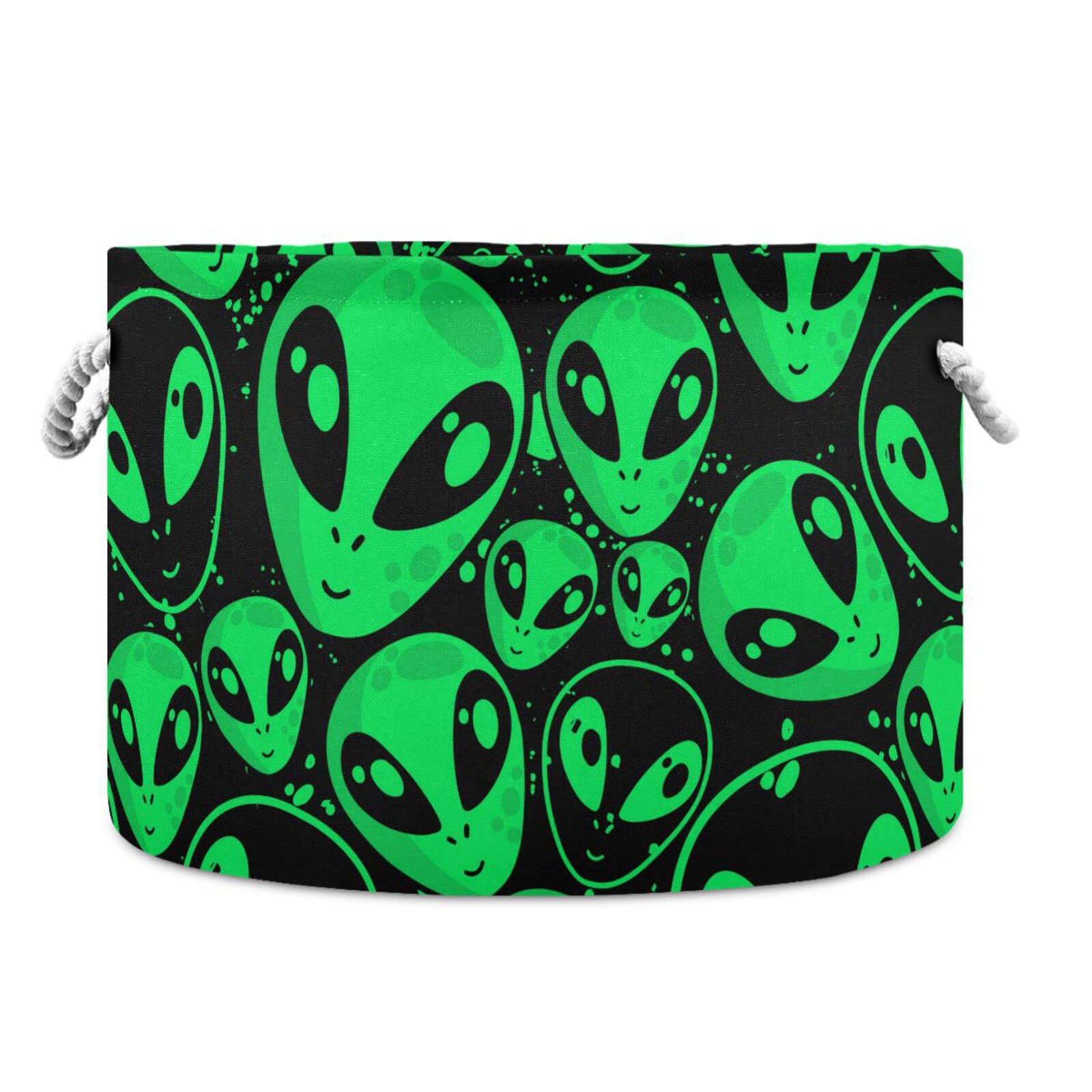 Alien Toy Storage Basket - Large Collapsible Fabric Organizer Bin for Kids Room, Nursery, Playroom & Dog Toys - Perfect for Toy Organization in Bedroom, Kitchen Shelf & Play Area Storage
