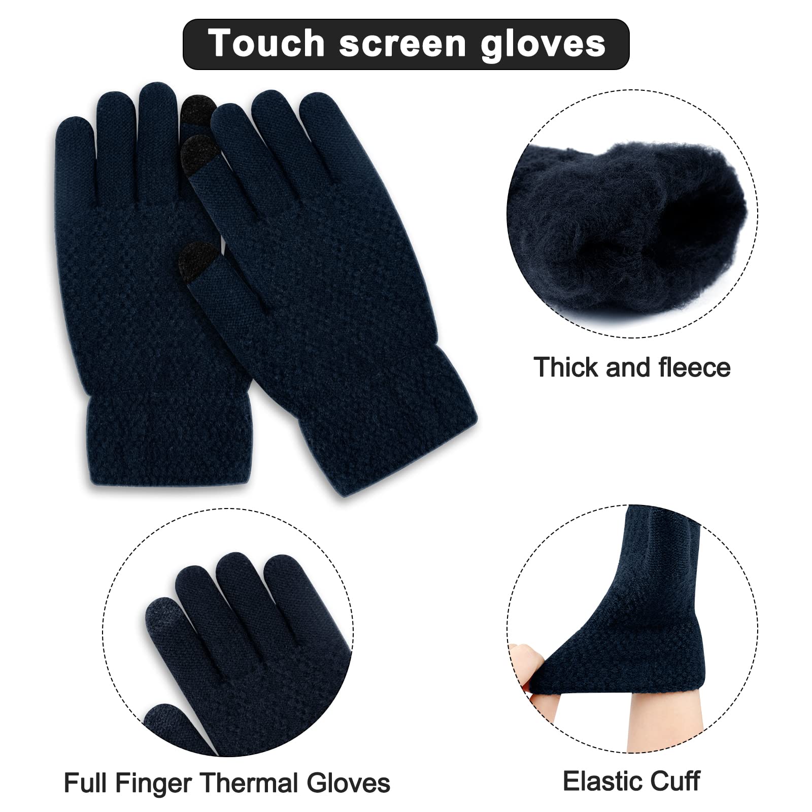 Hicdaw Women's Winter Hat Gloves Scarf Set - Warm Beanie Hat, Circle Loop Scarf & Gloves for Cold Weather - Perfect for Snowboarding, Skiing & Outdoor Activities