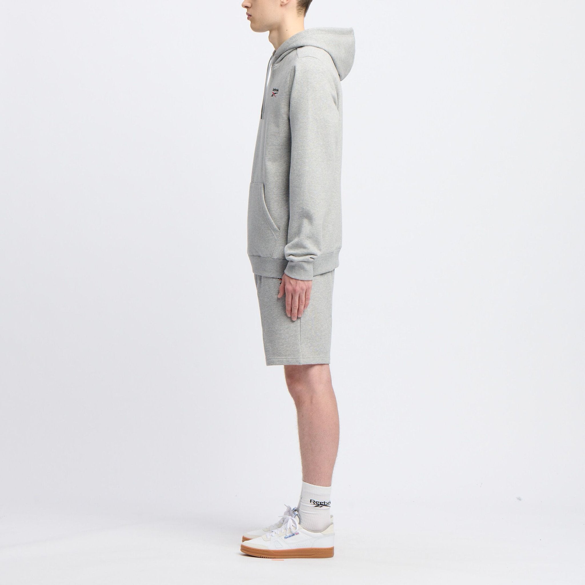 Reebok Men's Identity Small Logo Grey Hoodie - Comfortable Pullover Sweatshirt for Casual Wear, Gym & Outdoor Activities