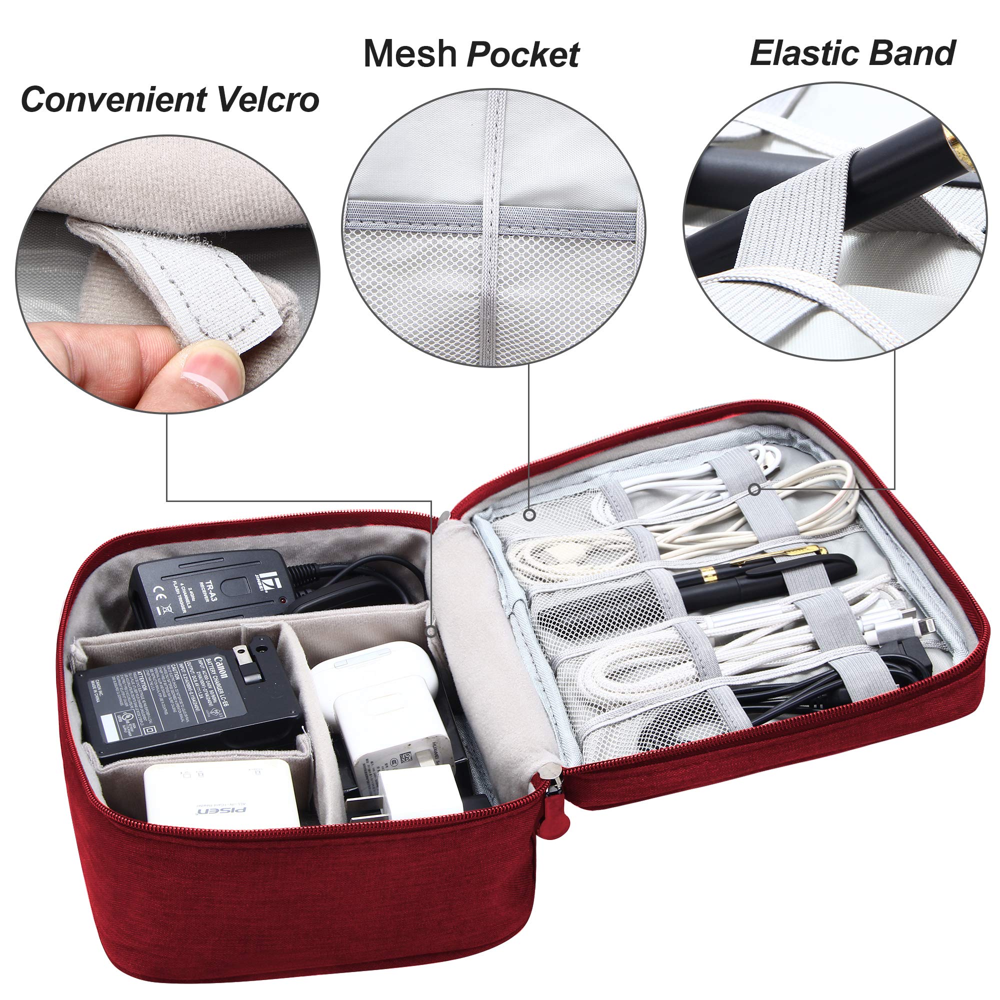 Waterproof Electronics Organizer Bag - Universal Travel Cable Storage Case for Chargers, Phones, USB Cables, SD Cards, Hard Drives & Power Banks | Perfect for Travel, Office & Home Organization