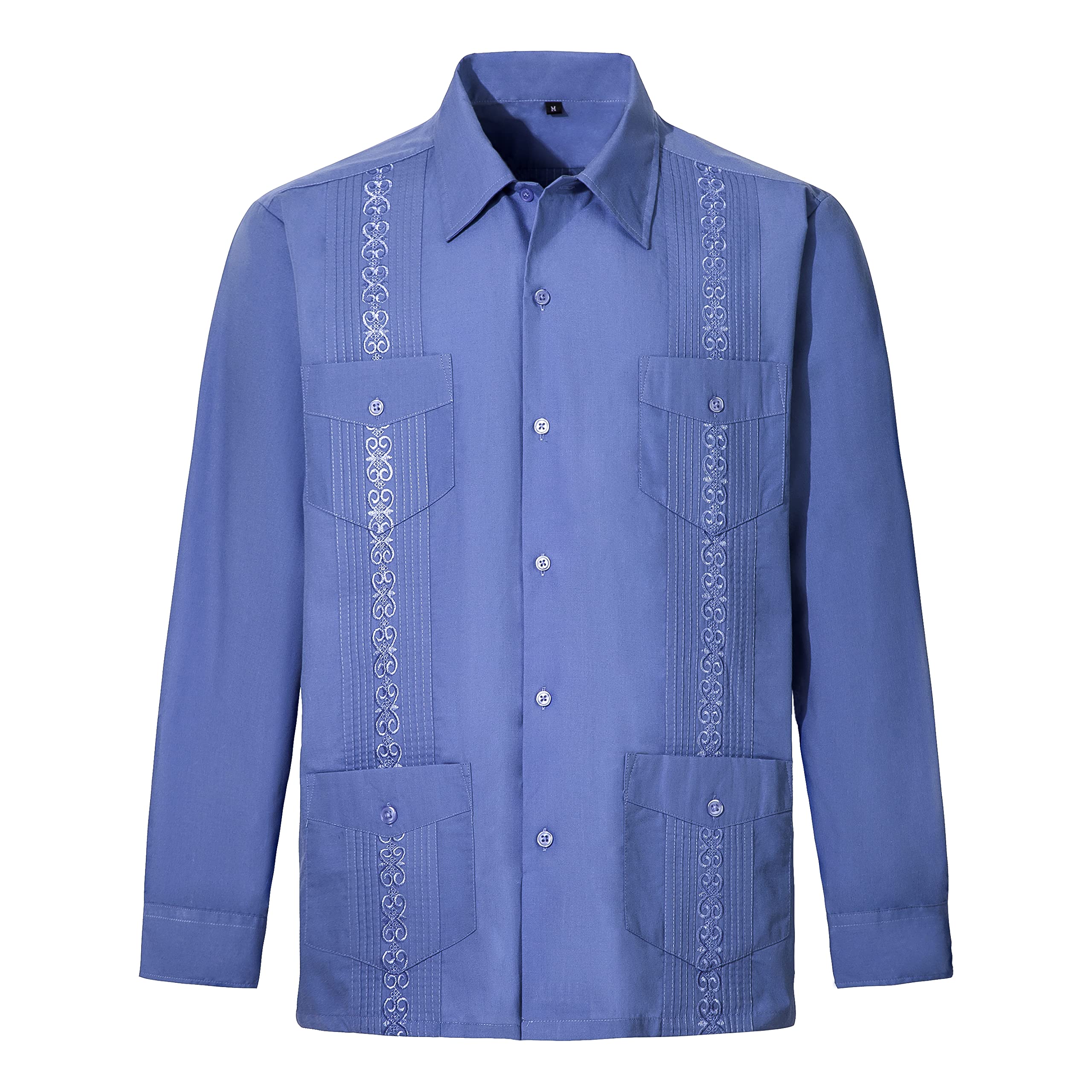 MAXJON Men's Long Sleeve Guayabera Cuban Shirts - Casual Button Down Shirt for Summer, Beach, Weddings & Parties