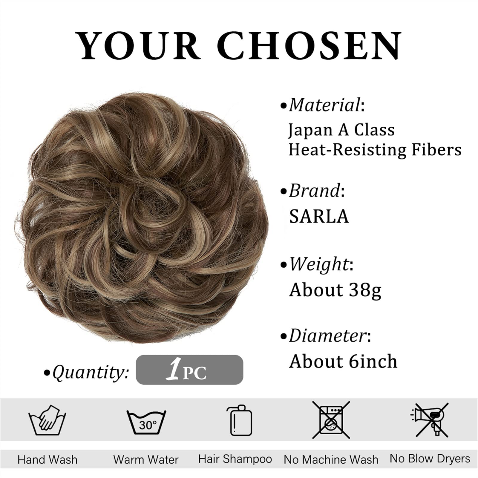 1PC Synthetic Hair Bun Extension - Messy Curly Elastic Scrunchies Hairpiece for Women | Chignon Donut Updo | Light Ash Brown | Perfect for Parties, Weddings & Everyday Styling